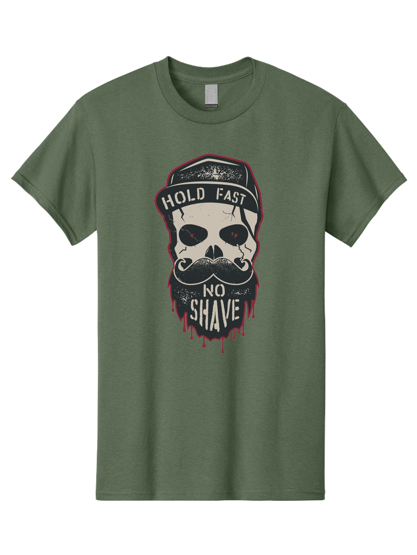 Hold-Fast-No-Shave-2 Men'S Graphic Tee, 100% Cotton, Comfortable Casual Summer Wear, Machine Washable, Skull With Beard And Mustache, Bold Typography, Edgy Design, Skull Art, Barber Culture, Grooming Inspiration, Tattoo Art, Grunge Style, Aab938 1