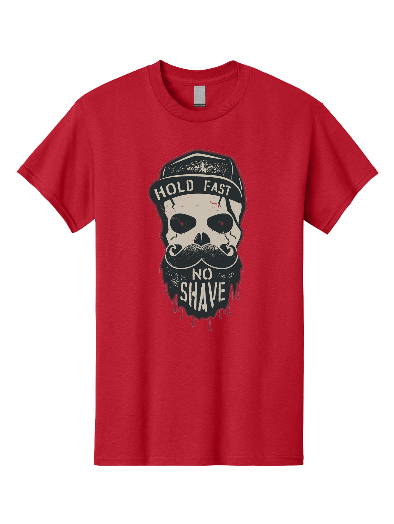 Hold-Fast-No-Shave-2 Men'S Graphic Tee, 100% Cotton, Comfortable Casual Summer Wear, Machine Washable, Skull With Beard And Mustache, Bold Typography, Edgy Design, Skull Art, Barber Culture, Grooming Inspiration, Tattoo Art, Grunge Style, Aab938 7