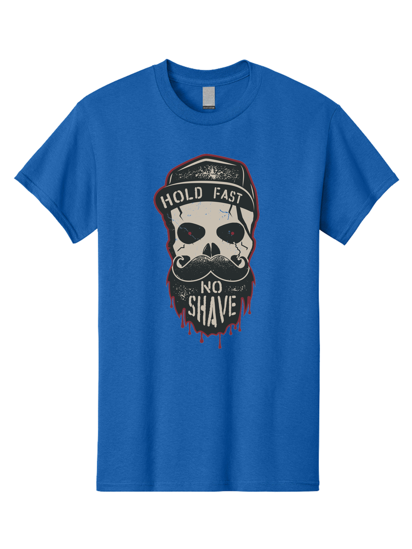 Hold-Fast-No-Shave-2 Men'S Graphic Tee, 100% Cotton, Comfortable Casual Summer Wear, Machine Washable, Skull With Beard And Mustache, Bold Typography, Edgy Design, Skull Art, Barber Culture, Grooming Inspiration, Tattoo Art, Grunge Style, Aab938 15