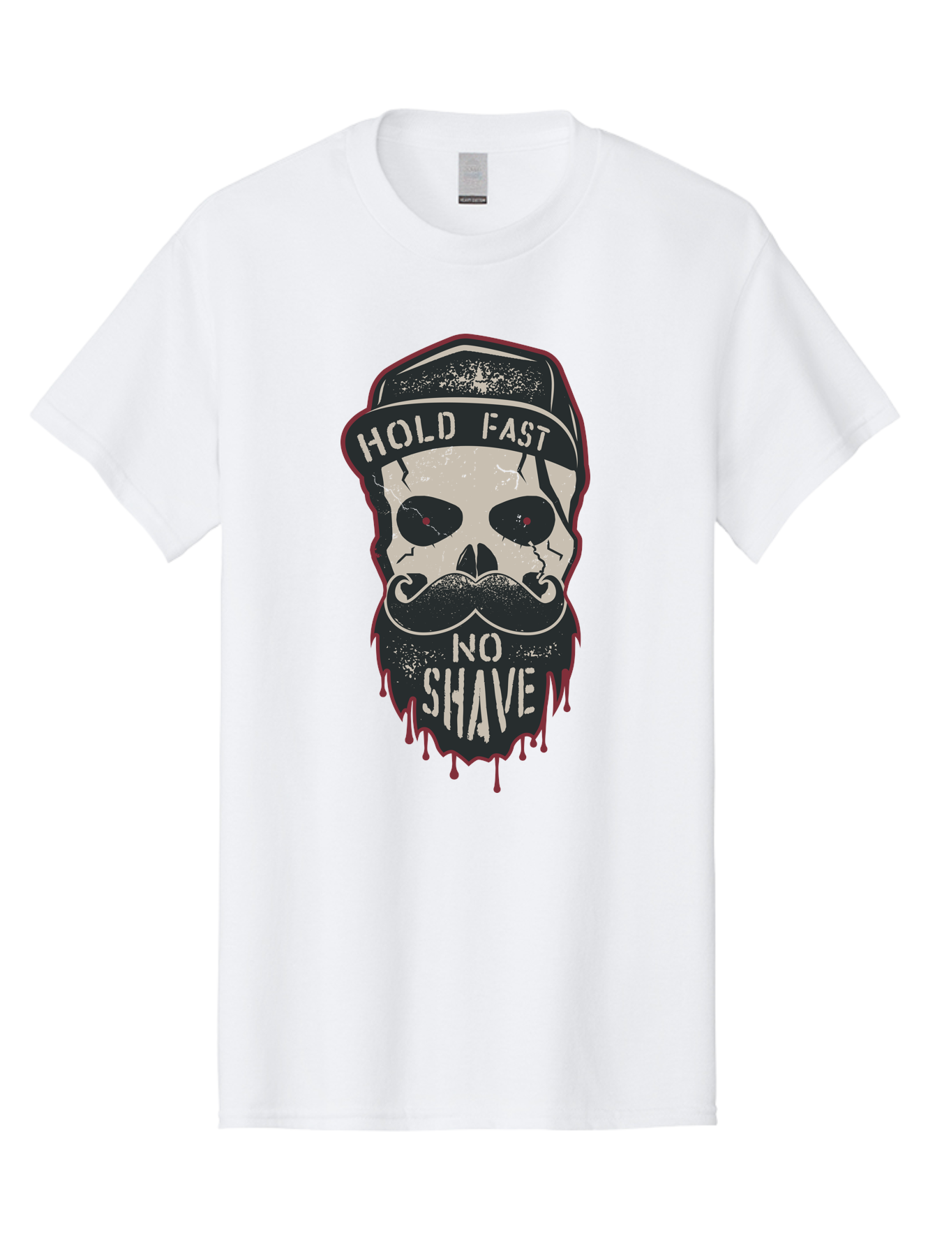 Hold-Fast-No-Shave-2 Men'S Graphic Tee, 100% Cotton, Comfortable Casual Summer Wear, Machine Washable, Skull With Beard And Mustache, Bold Typography, Edgy Design, Skull Art, Barber Culture, Grooming Inspiration, Tattoo Art, Grunge Style, Aab938 29