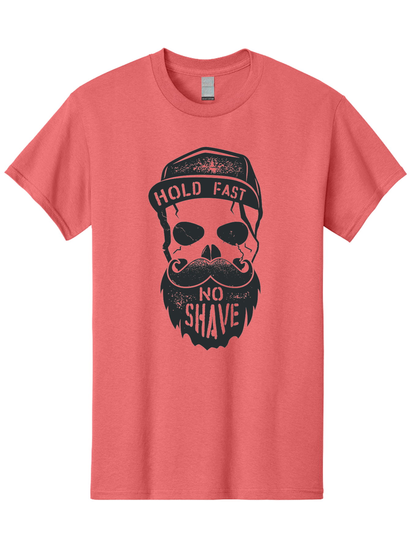 Hold-Fast-No-Shave Men'S Graphic Tee, 100% Cotton, Comfortable Casual Summer Wear, Machine Washable, Skull With Beard And Mustache, No Shave Movement, Hold Fast, Grunge Style, Tattoo Art, Skull Illustration, Beard And Mustache Illustration, Aab939 25