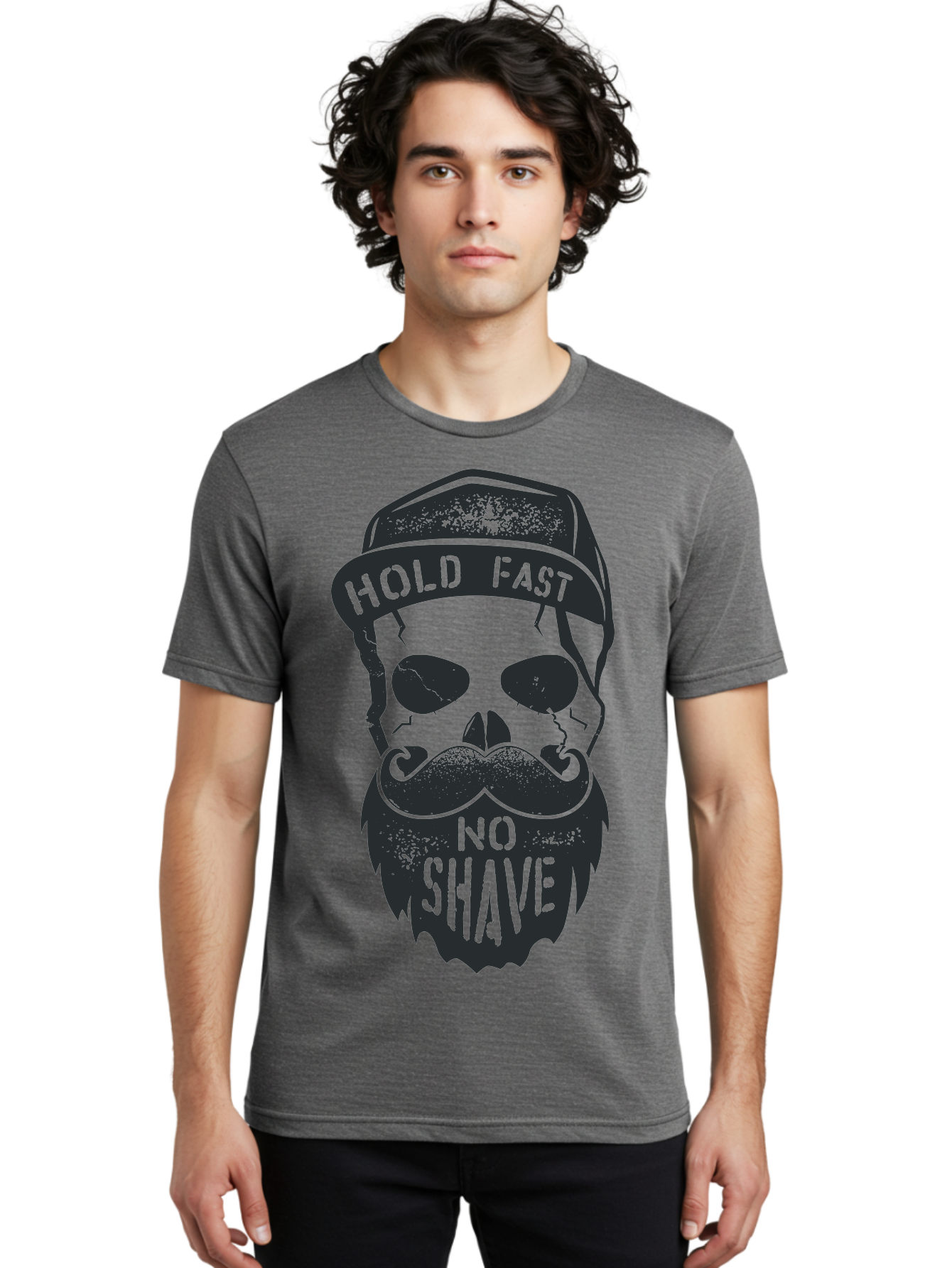 Hold-Fast-No-Shave Men'S Graphic Tee, 100% Cotton, Comfortable Casual Summer Wear, Machine Washable, Skull With Beard And Mustache, No Shave Movement, Hold Fast, Grunge Style, Tattoo Art, Skull Illustration, Beard And Mustache Illustration, Aab939 12