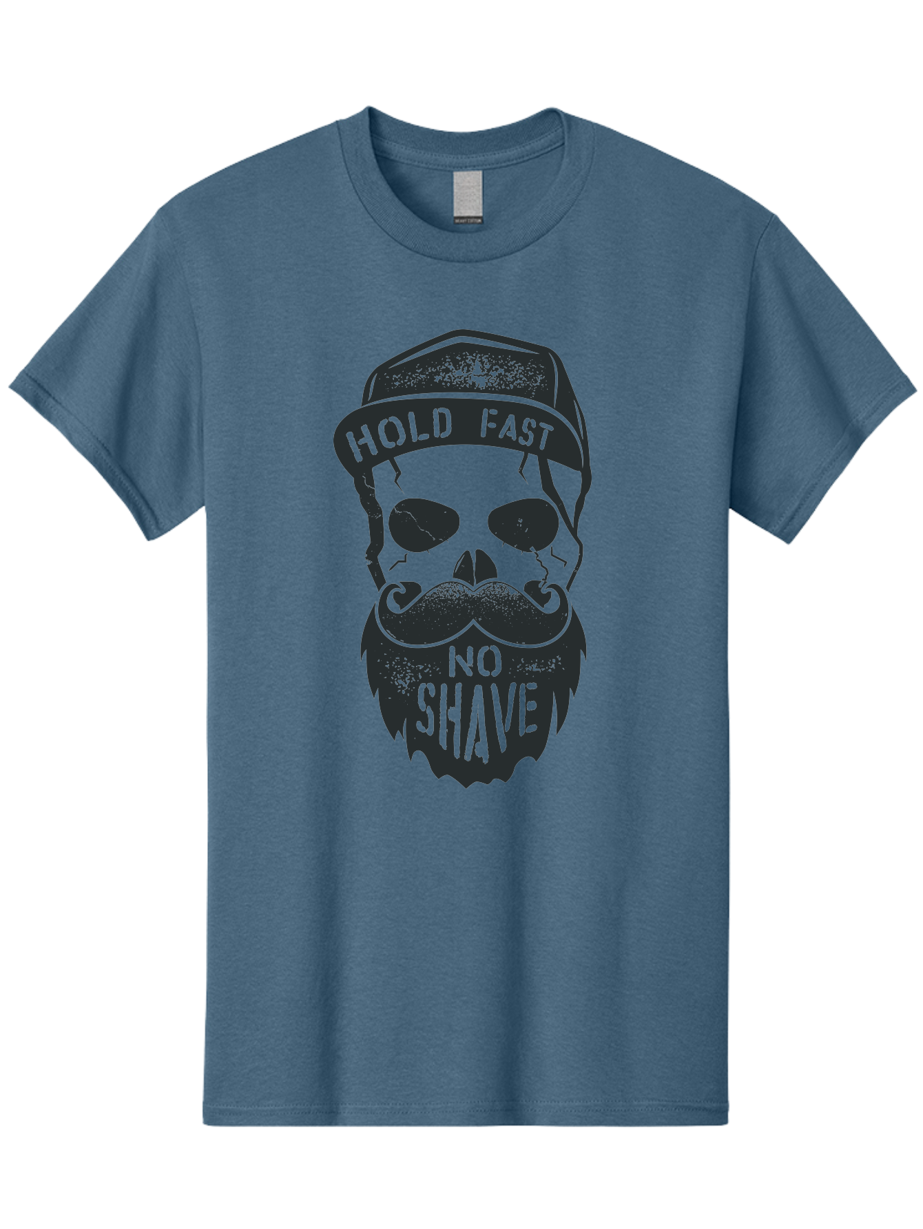 Hold-Fast-No-Shave Men'S Graphic Tee, 100% Cotton, Comfortable Casual Summer Wear, Machine Washable, Skull With Beard And Mustache, No Shave Movement, Hold Fast, Grunge Style, Tattoo Art, Skull Illustration, Beard And Mustache Illustration, Aab939 13