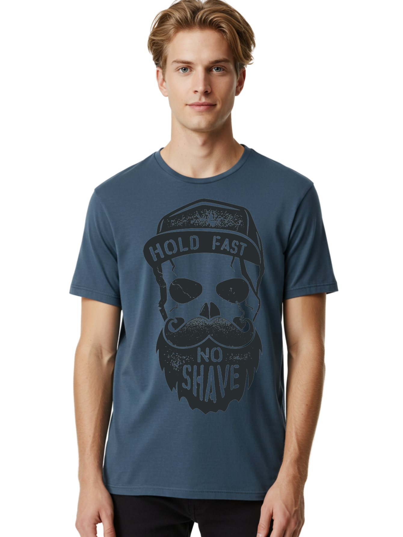 Hold-Fast-No-Shave Men'S Graphic Tee, 100% Cotton, Comfortable Casual Summer Wear, Machine Washable, Skull With Beard And Mustache, No Shave Movement, Hold Fast, Grunge Style, Tattoo Art, Skull Illustration, Beard And Mustache Illustration, Aab939 14