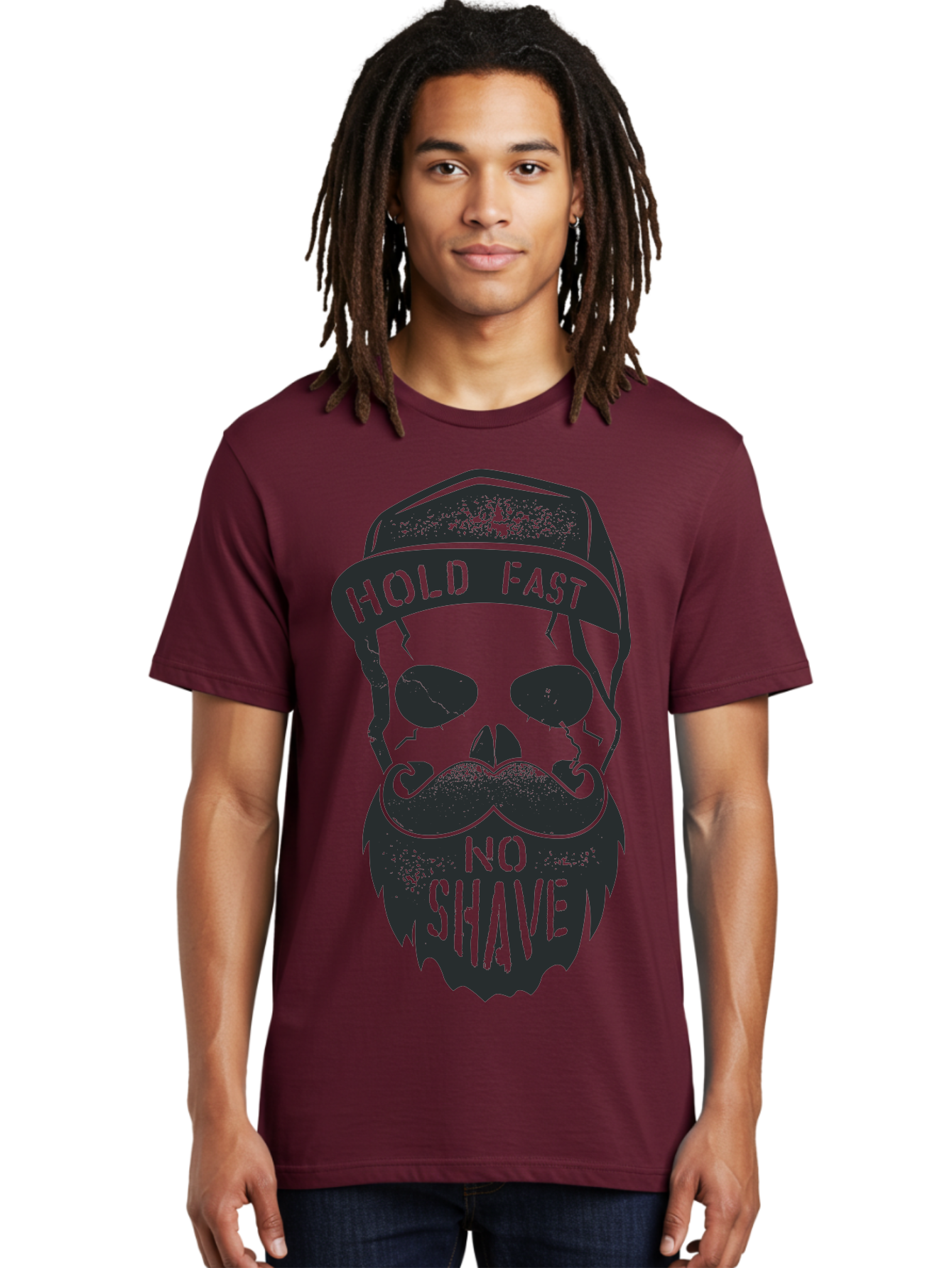 Hold-Fast-No-Shave Men'S Graphic Tee, 100% Cotton, Comfortable Casual Summer Wear, Machine Washable, Skull With Beard And Mustache, No Shave Movement, Hold Fast, Grunge Style, Tattoo Art, Skull Illustration, Beard And Mustache Illustration, Aab939 18