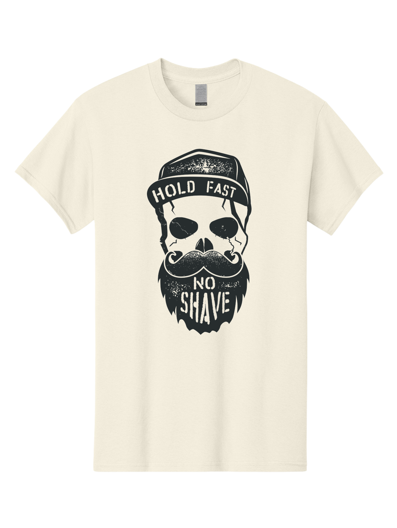 Hold-Fast-No-Shave Men'S Graphic Tee, 100% Cotton, Comfortable Casual Summer Wear, Machine Washable, Skull With Beard And Mustache, No Shave Movement, Hold Fast, Grunge Style, Tattoo Art, Skull Illustration, Beard And Mustache Illustration, Aab939 21