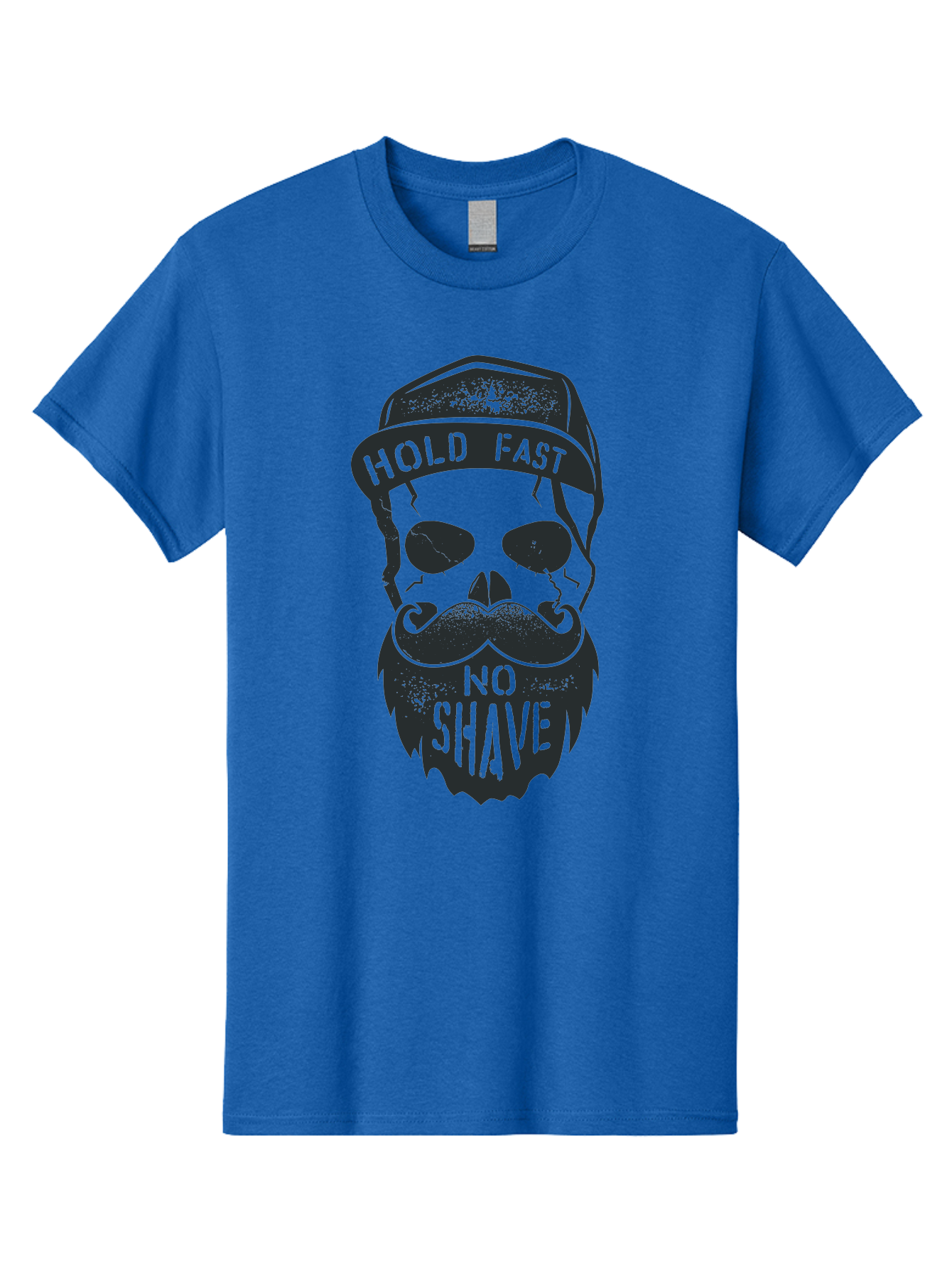 Hold-Fast-No-Shave Men'S Graphic Tee, 100% Cotton, Comfortable Casual Summer Wear, Machine Washable, Skull With Beard And Mustache, No Shave Movement, Hold Fast, Grunge Style, Tattoo Art, Skull Illustration, Beard And Mustache Illustration, Aab939 23