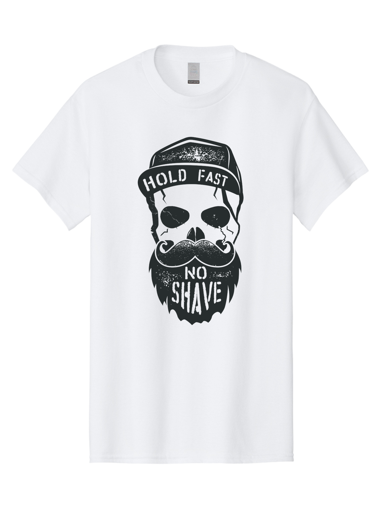 Hold-Fast-No-Shave Men'S Graphic Tee, 100% Cotton, Comfortable Casual Summer Wear, Machine Washable, Skull With Beard And Mustache, No Shave Movement, Hold Fast, Grunge Style, Tattoo Art, Skull Illustration, Beard And Mustache Illustration, Aab939 7