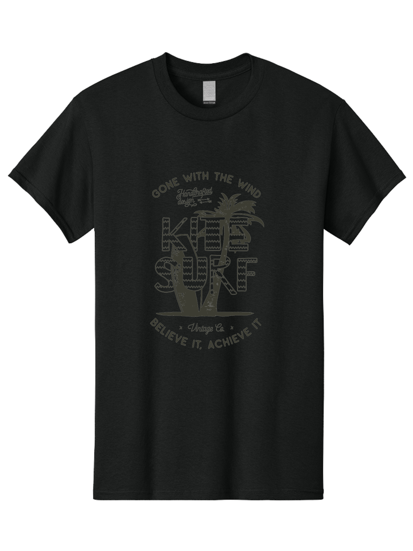 Kitesurf Men'S Graphic Tee, 100% Cotton, Comfortable Casual Summer Wear, Machine Washable, Kite Surfing, Water Sports, Adventure Seekers, Motivational Quotes, Inspirational Phrases, Gone With The Wind, Believe It Achieve It, Aab940 27