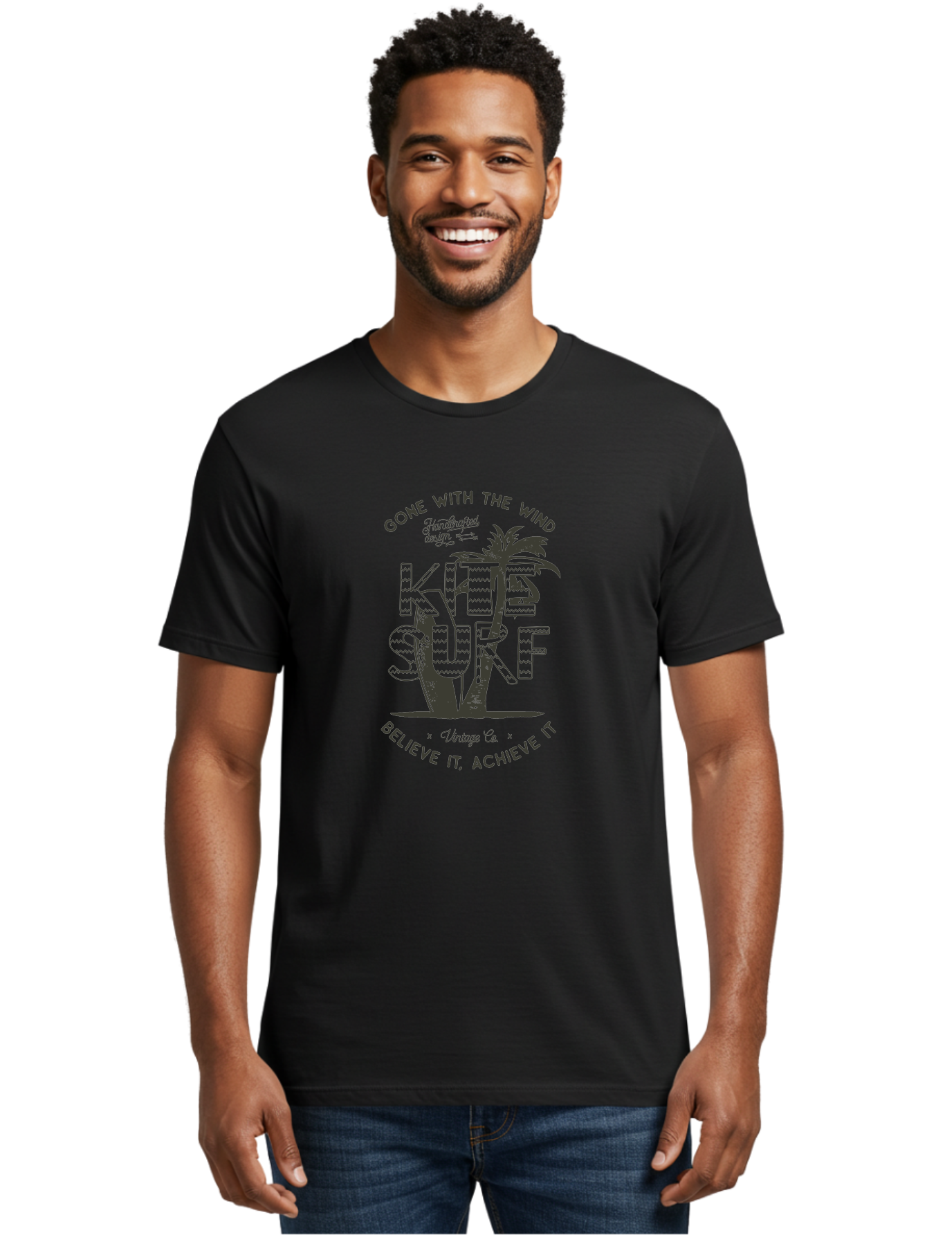 Kitesurf Men'S Graphic Tee, 100% Cotton, Comfortable Casual Summer Wear, Machine Washable, Kite Surfing, Water Sports, Adventure Seekers, Motivational Quotes, Inspirational Phrases, Gone With The Wind, Believe It Achieve It, Aab940 28