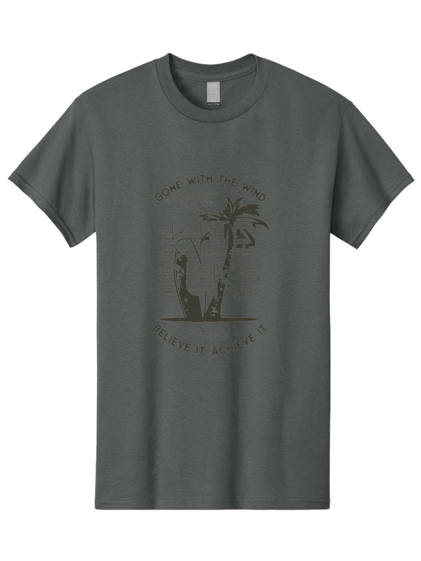 Kitesurf Men'S Graphic Tee, 100% Cotton, Comfortable Casual Summer Wear, Machine Washable, Kite Surfing, Water Sports, Adventure Seekers, Motivational Quotes, Inspirational Phrases, Gone With The Wind, Believe It Achieve It, Aab940 17