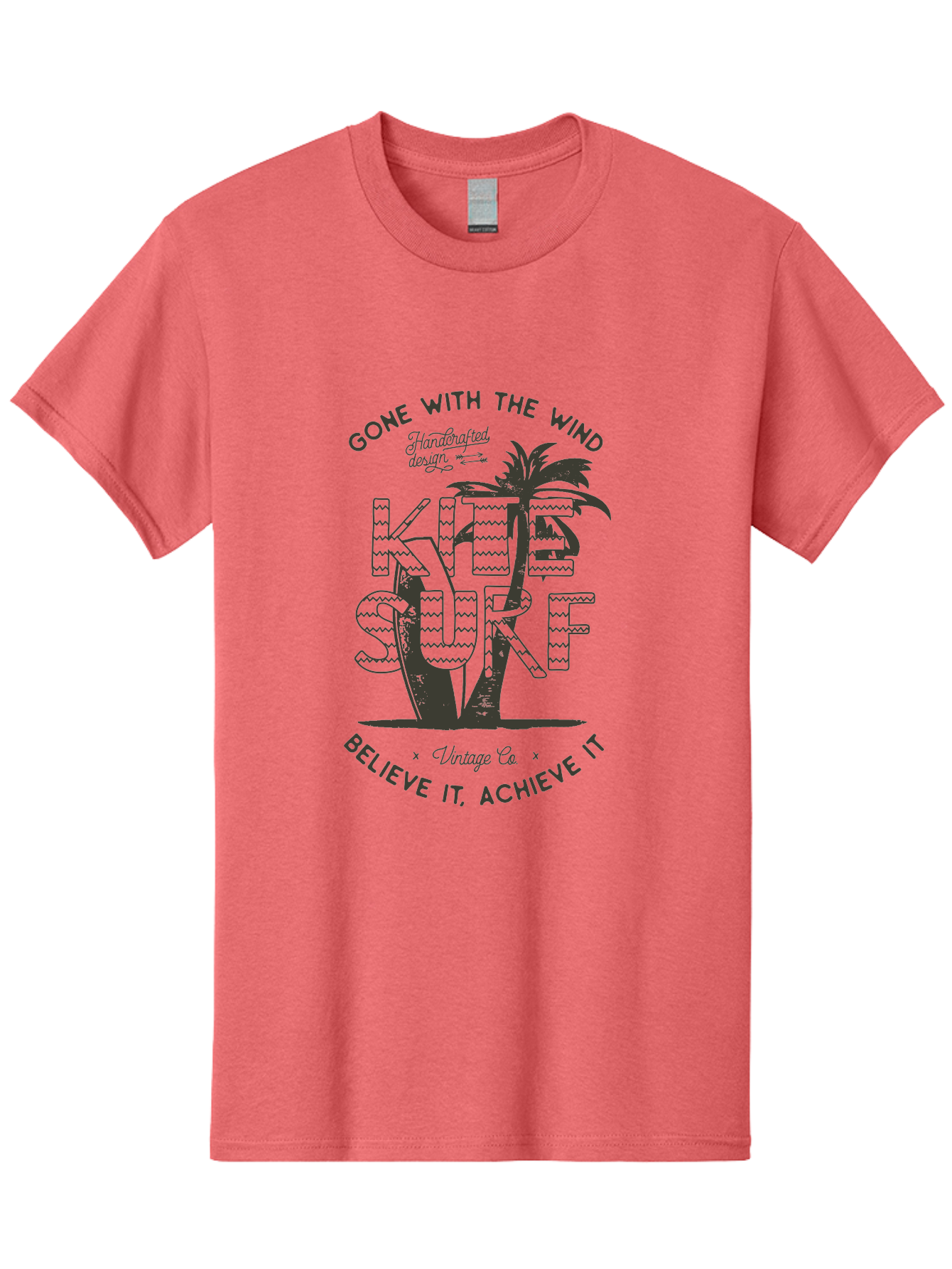 Kitesurf Men'S Graphic Tee, 100% Cotton, Comfortable Casual Summer Wear, Machine Washable, Kite Surfing, Water Sports, Adventure Seekers, Motivational Quotes, Inspirational Phrases, Gone With The Wind, Believe It Achieve It, Aab940 11