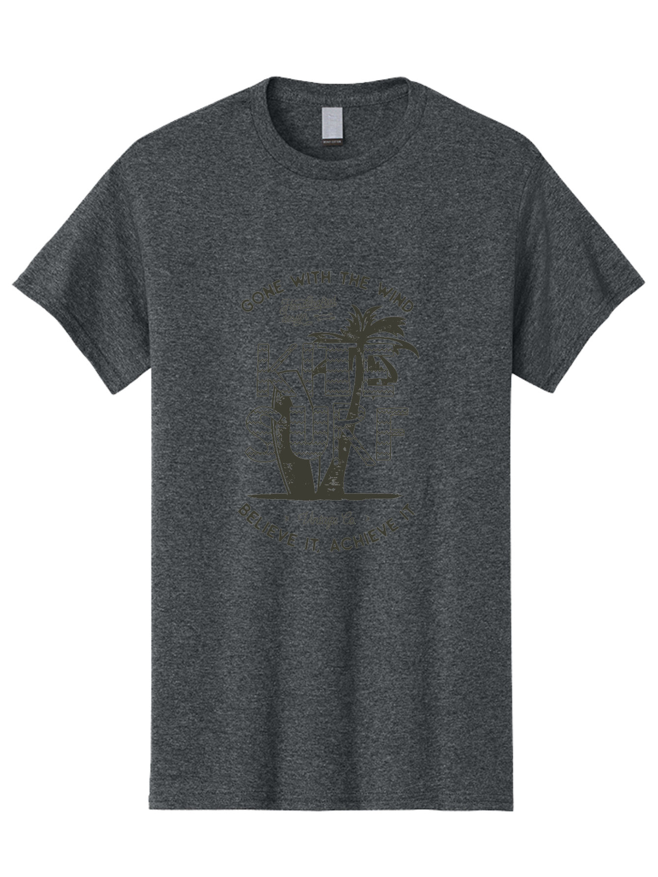 Kitesurf Men'S Graphic Tee, 100% Cotton, Comfortable Casual Summer Wear, Machine Washable, Kite Surfing, Water Sports, Adventure Seekers, Motivational Quotes, Inspirational Phrases, Gone With The Wind, Believe It Achieve It, Aab940 21