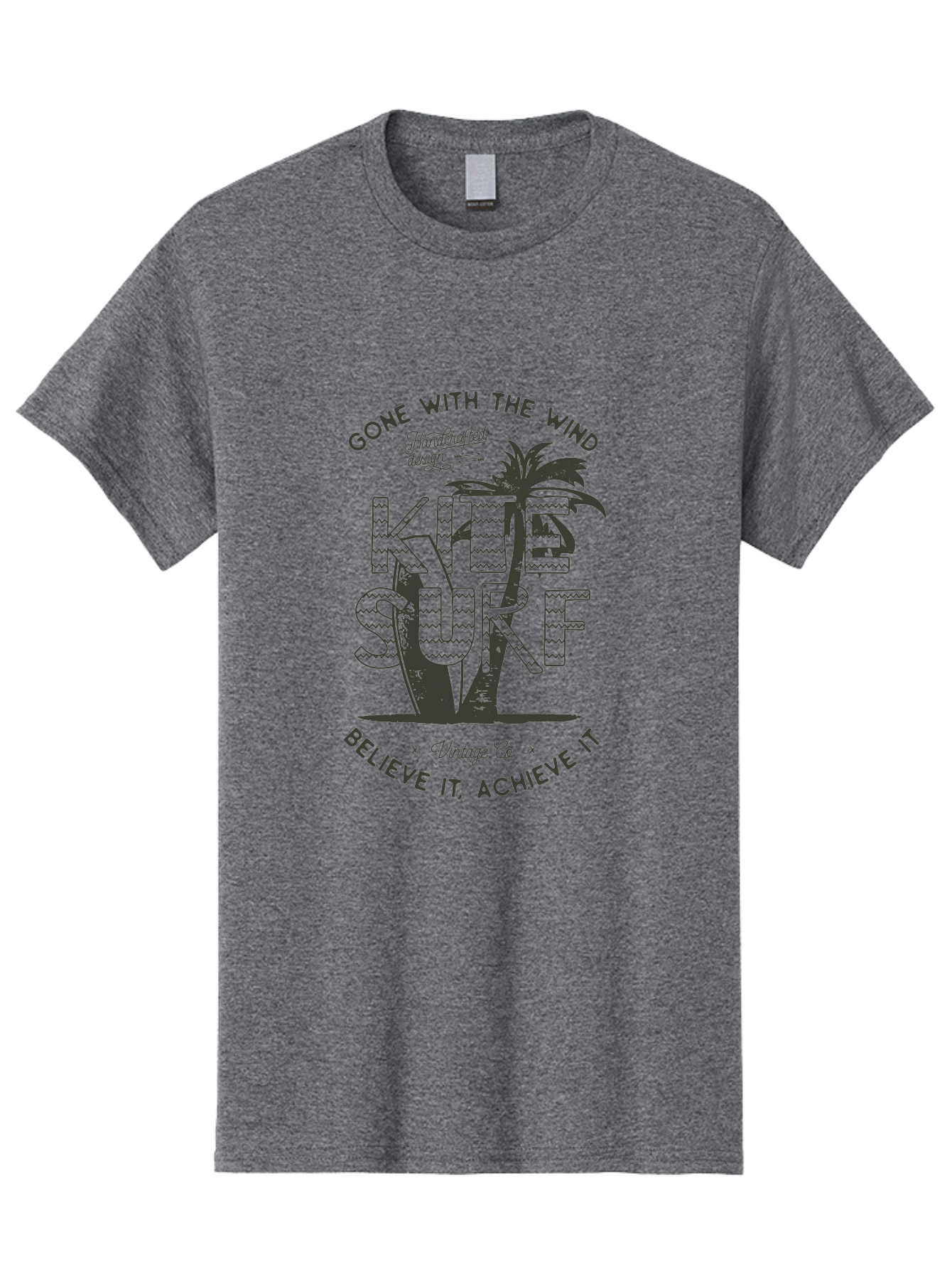 Kitesurf Men'S Graphic Tee, 100% Cotton, Comfortable Casual Summer Wear, Machine Washable, Kite Surfing, Water Sports, Adventure Seekers, Motivational Quotes, Inspirational Phrases, Gone With The Wind, Believe It Achieve It, Aab940 13