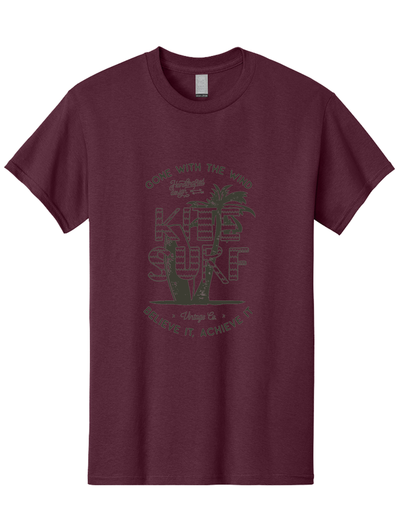Kitesurf Men'S Graphic Tee, 100% Cotton, Comfortable Casual Summer Wear, Machine Washable, Kite Surfing, Water Sports, Adventure Seekers, Motivational Quotes, Inspirational Phrases, Gone With The Wind, Believe It Achieve It, Aab940 7