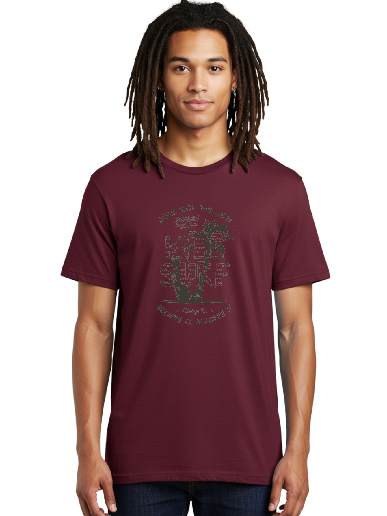 Kitesurf Men'S Graphic Tee, 100% Cotton, Comfortable Casual Summer Wear, Machine Washable, Kite Surfing, Water Sports, Adventure Seekers, Motivational Quotes, Inspirational Phrases, Gone With The Wind, Believe It Achieve It, Aab940 8