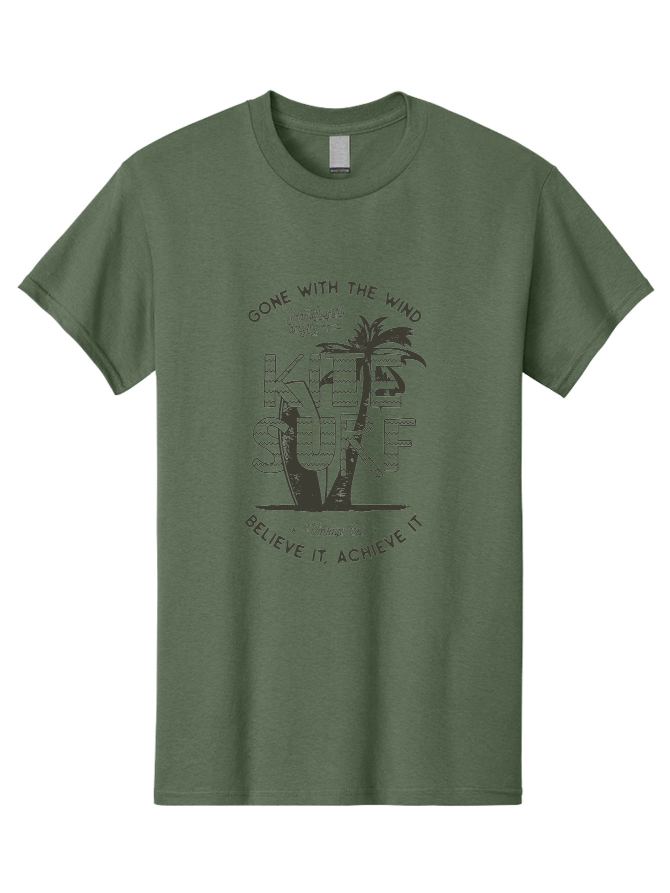 Kitesurf Men'S Graphic Tee, 100% Cotton, Comfortable Casual Summer Wear, Machine Washable, Kite Surfing, Water Sports, Adventure Seekers, Motivational Quotes, Inspirational Phrases, Gone With The Wind, Believe It Achieve It, Aab940 25