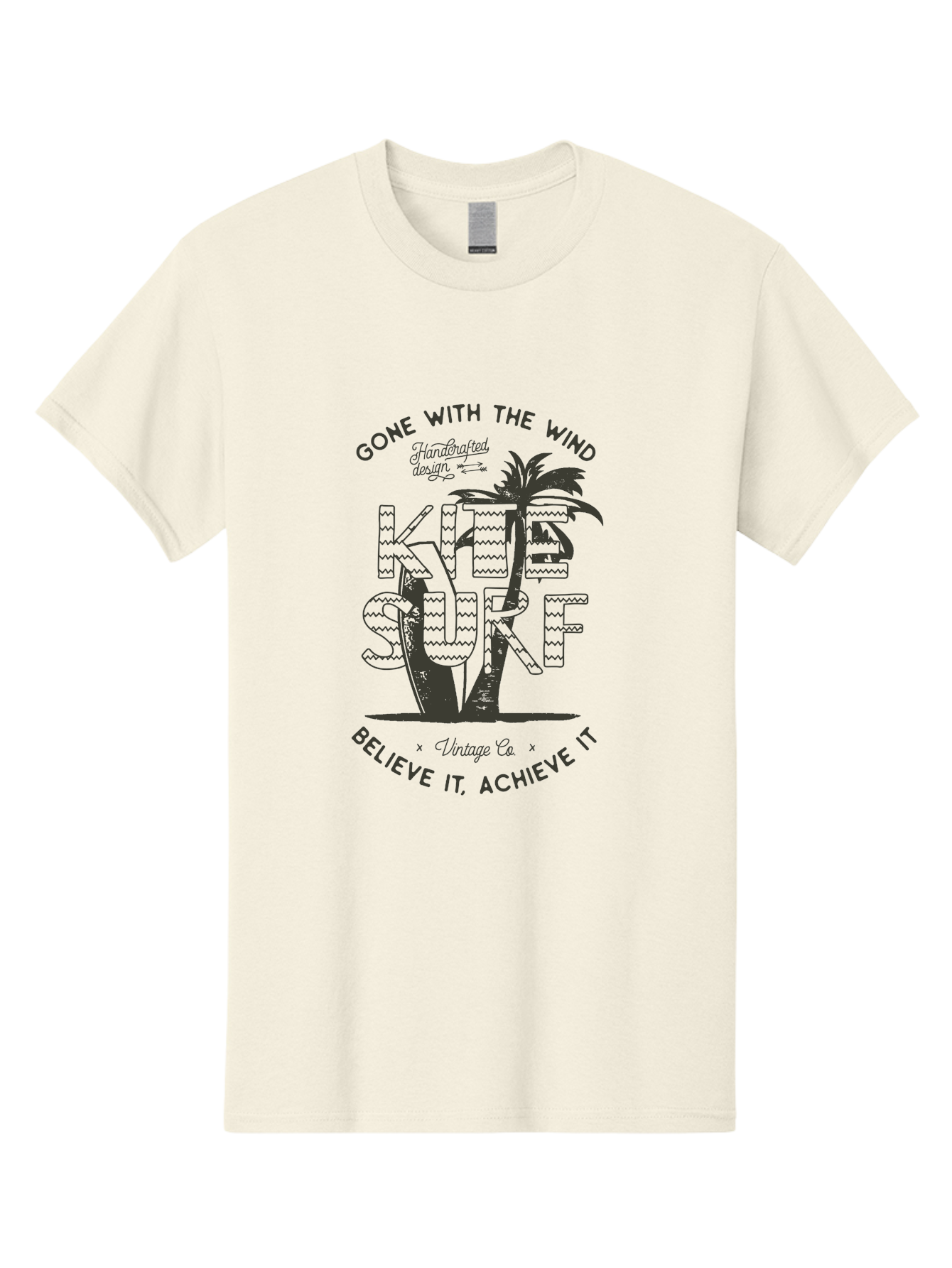 Kitesurf Men'S Graphic Tee, 100% Cotton, Comfortable Casual Summer Wear, Machine Washable, Kite Surfing, Water Sports, Adventure Seekers, Motivational Quotes, Inspirational Phrases, Gone With The Wind, Believe It Achieve It, Aab940 15