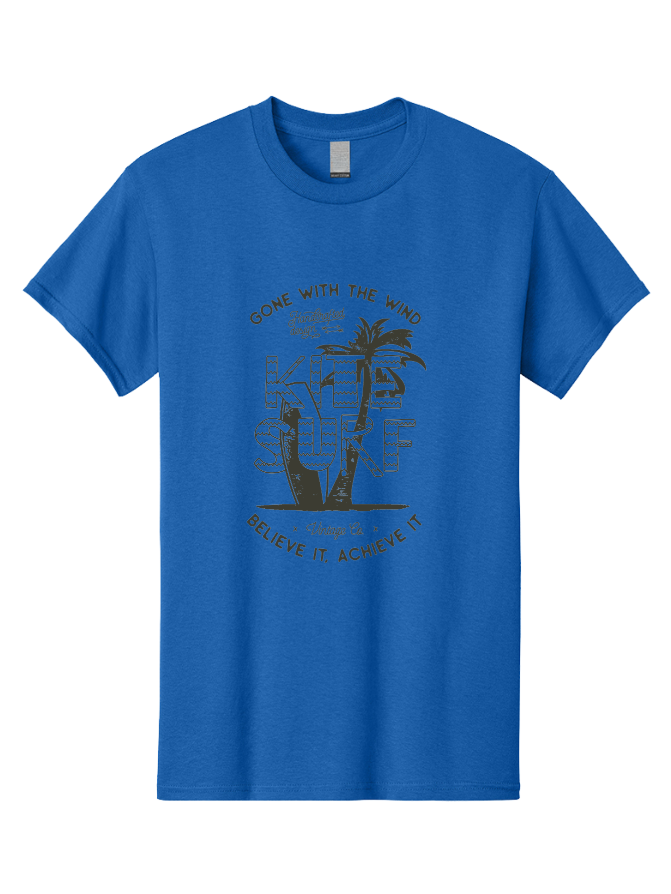 Kitesurf Men'S Graphic Tee, 100% Cotton, Comfortable Casual Summer Wear, Machine Washable, Kite Surfing, Water Sports, Adventure Seekers, Motivational Quotes, Inspirational Phrases, Gone With The Wind, Believe It Achieve It, Aab940 29