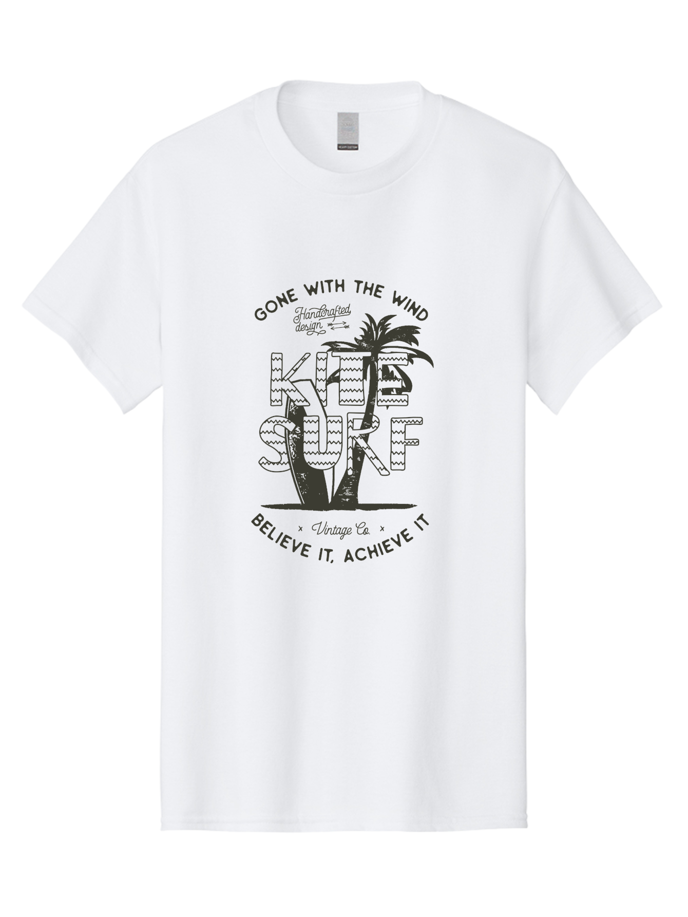Kitesurf Men'S Graphic Tee, 100% Cotton, Comfortable Casual Summer Wear, Machine Washable, Kite Surfing, Water Sports, Adventure Seekers, Motivational Quotes, Inspirational Phrases, Gone With The Wind, Believe It Achieve It, Aab940 5