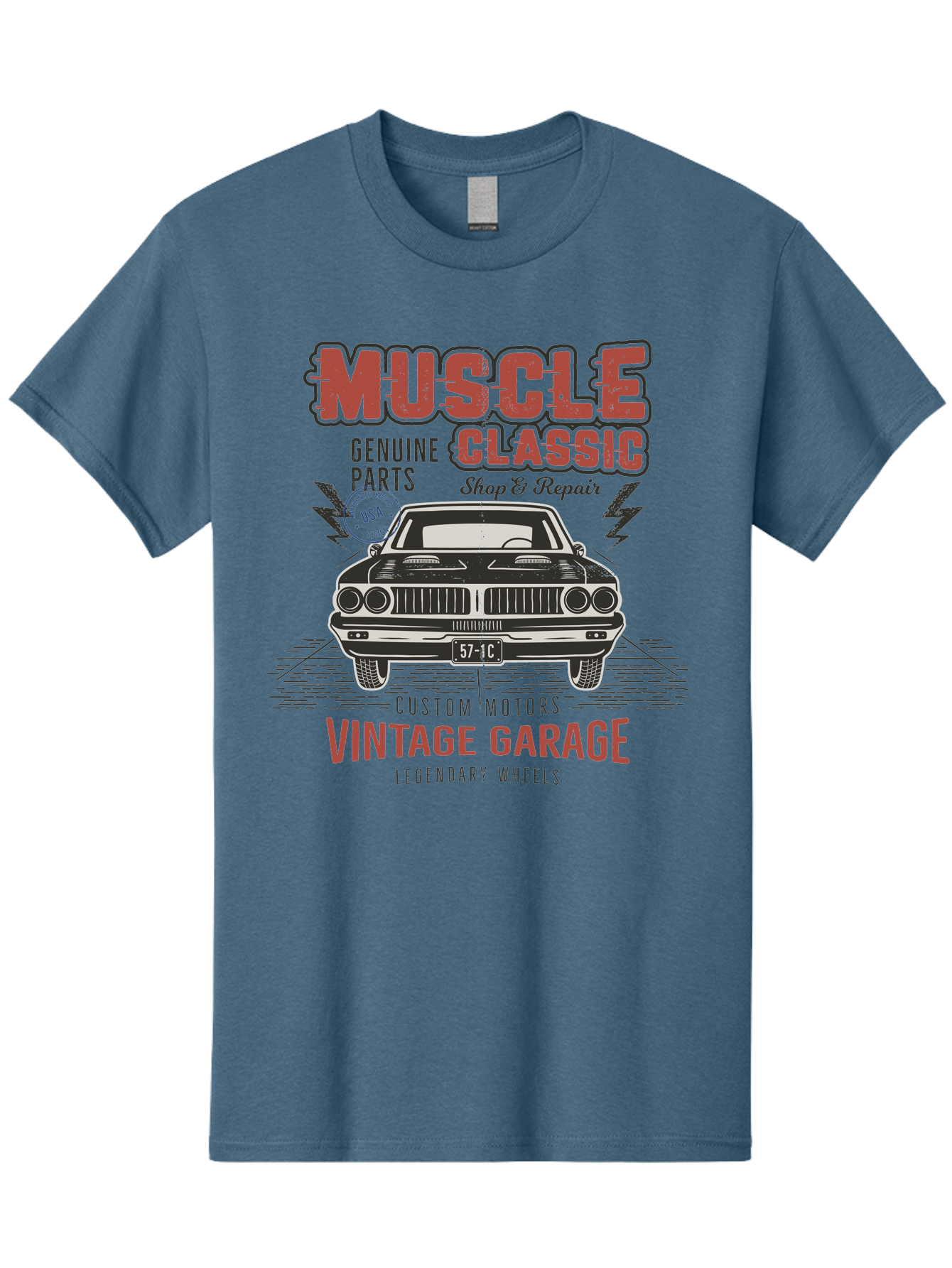 Muscle-Classic-1 Men'S Graphic Tee, 100% Cotton, Comfortable Casual Summer Wear, Machine Washable, Vintage Car, Classic Muscle Car, Custom Motors, Genuine Parts, Shop & Repair, Vintage Garage, Legendary Wheels, Usa Made, Automotive Restoration Aab941 21