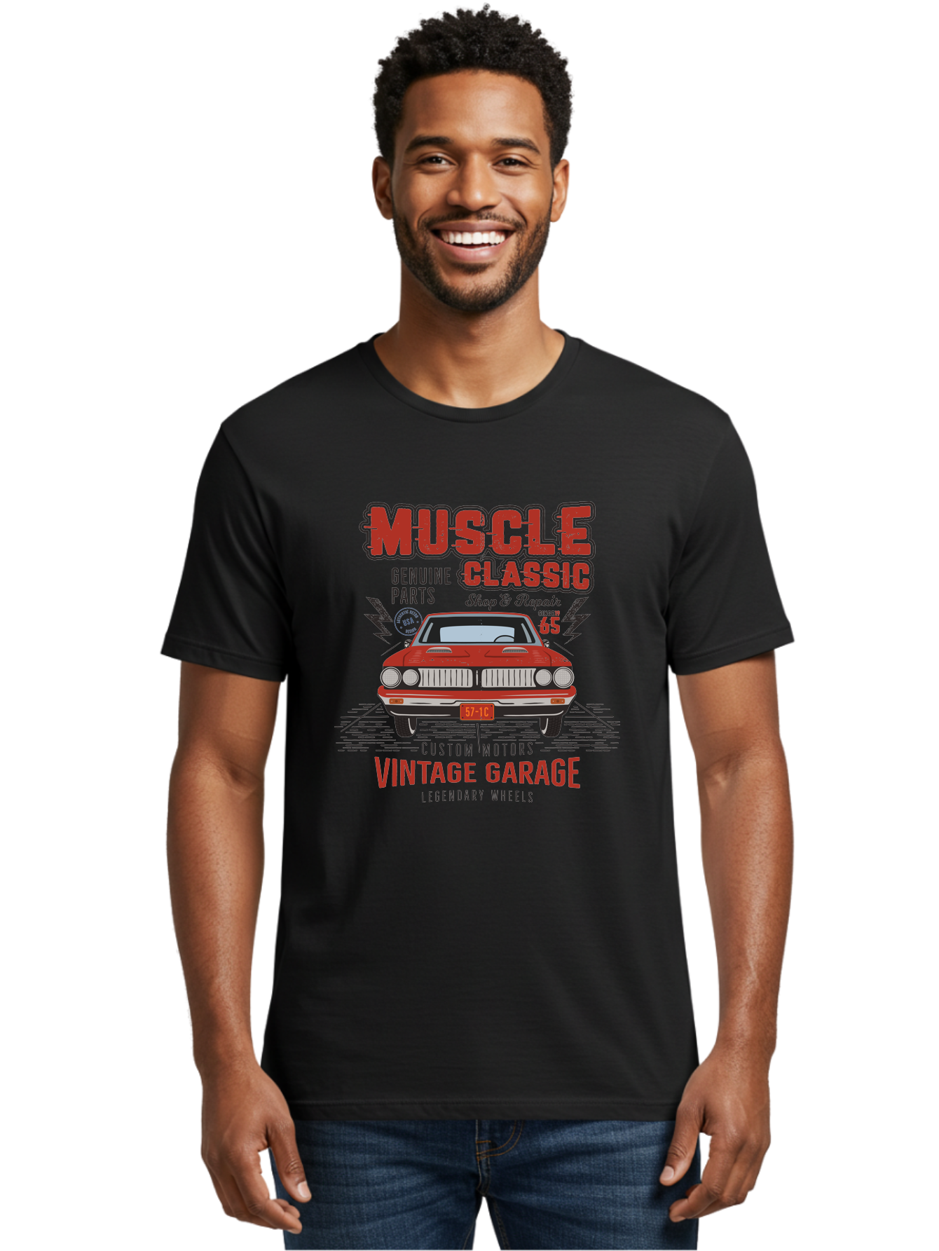 Muscle-Classic Men'S Graphic Tee, 100% Cotton, Comfortable Casual Summer Wear, Machine Washable, Vintage Car, Muscle Car, Classic Car, Custom Motors, Vintage Garage, Legendary Wheels, Shop And Repair, Genuine Parts, Retro Automobile Aab942 6