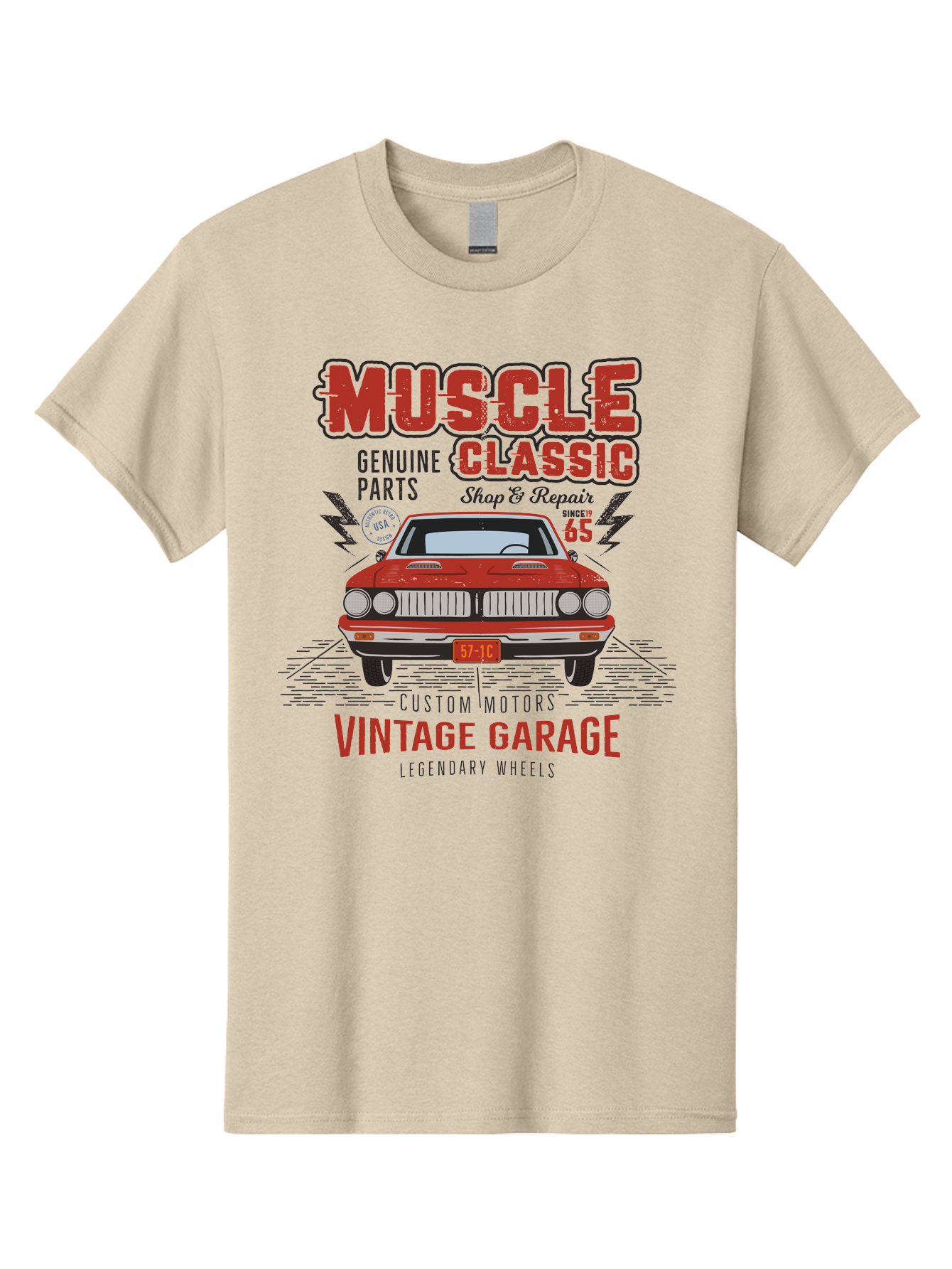 Muscle-Classic Men'S Graphic Tee, 100% Cotton, Comfortable Casual Summer Wear, Machine Washable, Vintage Car, Muscle Car, Classic Car, Custom Motors, Vintage Garage, Legendary Wheels, Shop And Repair, Genuine Parts, Retro Automobile Aab942 13