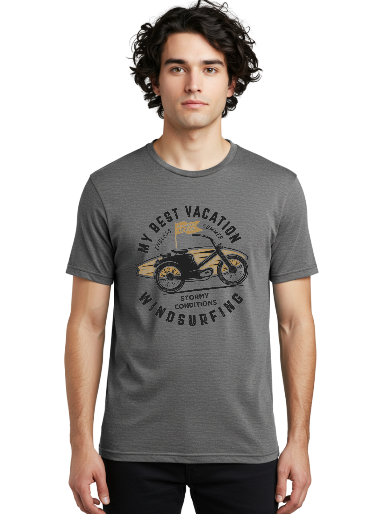 My-Best-Vacation-Windsurfing-1 Men'S Graphic Tee, 100% Cotton, Comfortable Casual Summer Wear, Machine Washable, Motorcycle Windsurfing, Summer Vacation, Stormy Conditions, Endless Summer, Coastal Adventures, Extreme Sports, Aab943 16