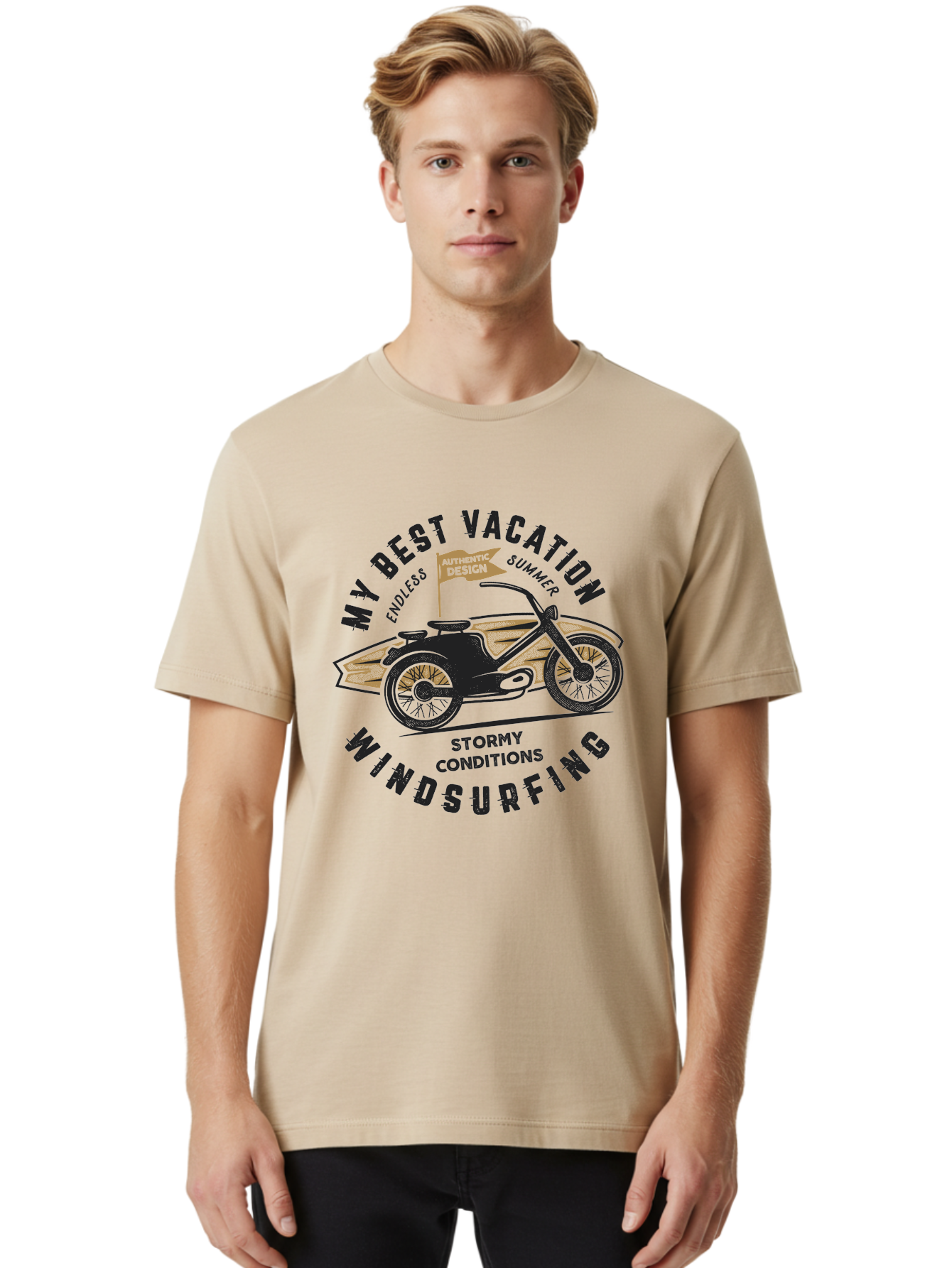 My-Best-Vacation-Windsurfing-1 Men'S Graphic Tee, 100% Cotton, Comfortable Casual Summer Wear, Machine Washable, Motorcycle Windsurfing, Summer Vacation, Stormy Conditions, Endless Summer, Coastal Adventures, Extreme Sports, Aab943 6