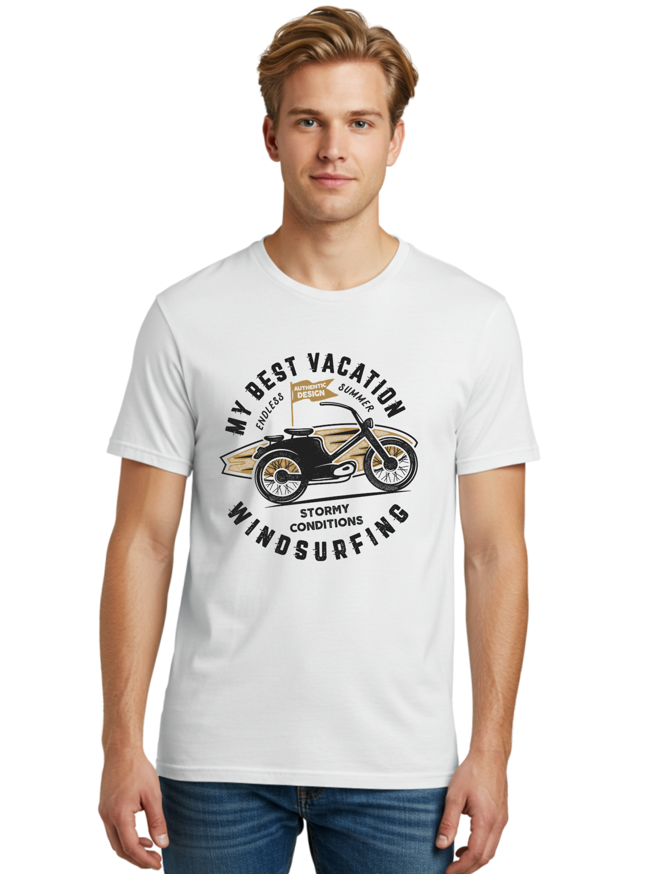 My-Best-Vacation-Windsurfing-1 Men'S Graphic Tee, 100% Cotton, Comfortable Casual Summer Wear, Machine Washable, Motorcycle Windsurfing, Summer Vacation, Stormy Conditions, Endless Summer, Coastal Adventures, Extreme Sports, Aab943 18