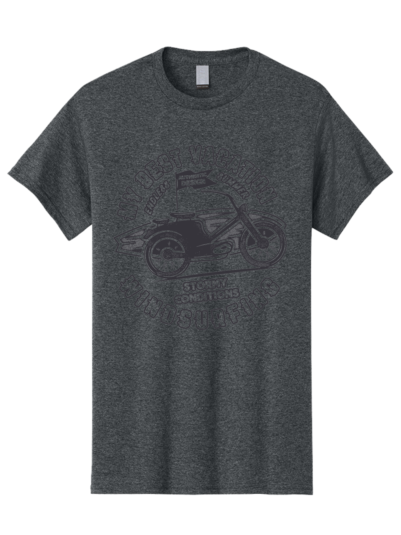 My-Best-Vacation-Windsurfing Men'S Graphic Tee, 100% Cotton, Comfortable Casual Summer Wear, Machine Washable, Motorcycle With Flag, Endless Summer, Stormy Conditions, Authentic Design, Winds Contention, Vacation Mode, Outdoor Adventure, Aab944 9