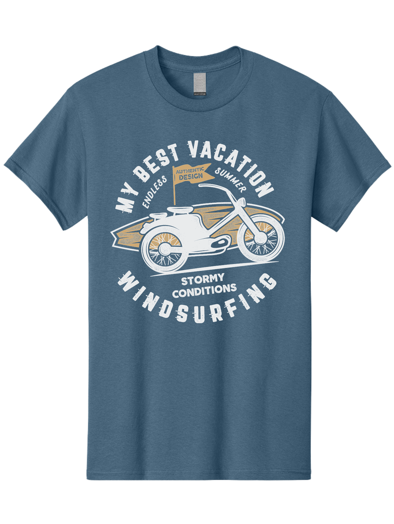 My-Best-Vacation Men'S Graphic Tee, 100% Cotton, Comfortable Casual Summer Wear, Machine Washable, Motorcycle Graphic, Vacation Summer Vibes, Windsurfing Adventures, Stormy Weather, Endless Summer Fun, Authentic Design Elements, Aab945 23