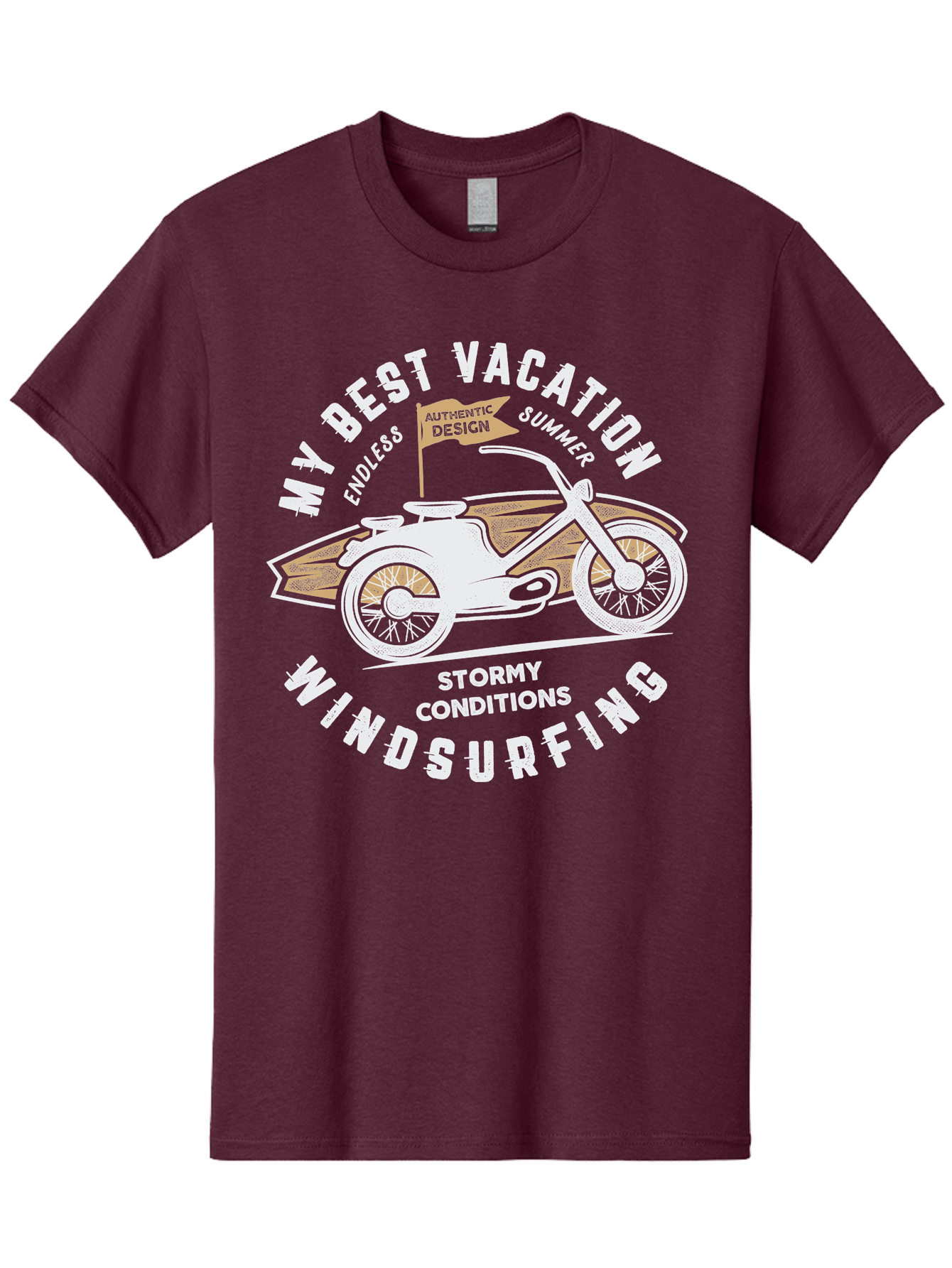 My-Best-Vacation Men'S Graphic Tee, 100% Cotton, Comfortable Casual Summer Wear, Machine Washable, Motorcycle Graphic, Vacation Summer Vibes, Windsurfing Adventures, Stormy Weather, Endless Summer Fun, Authentic Design Elements, Aab945 17