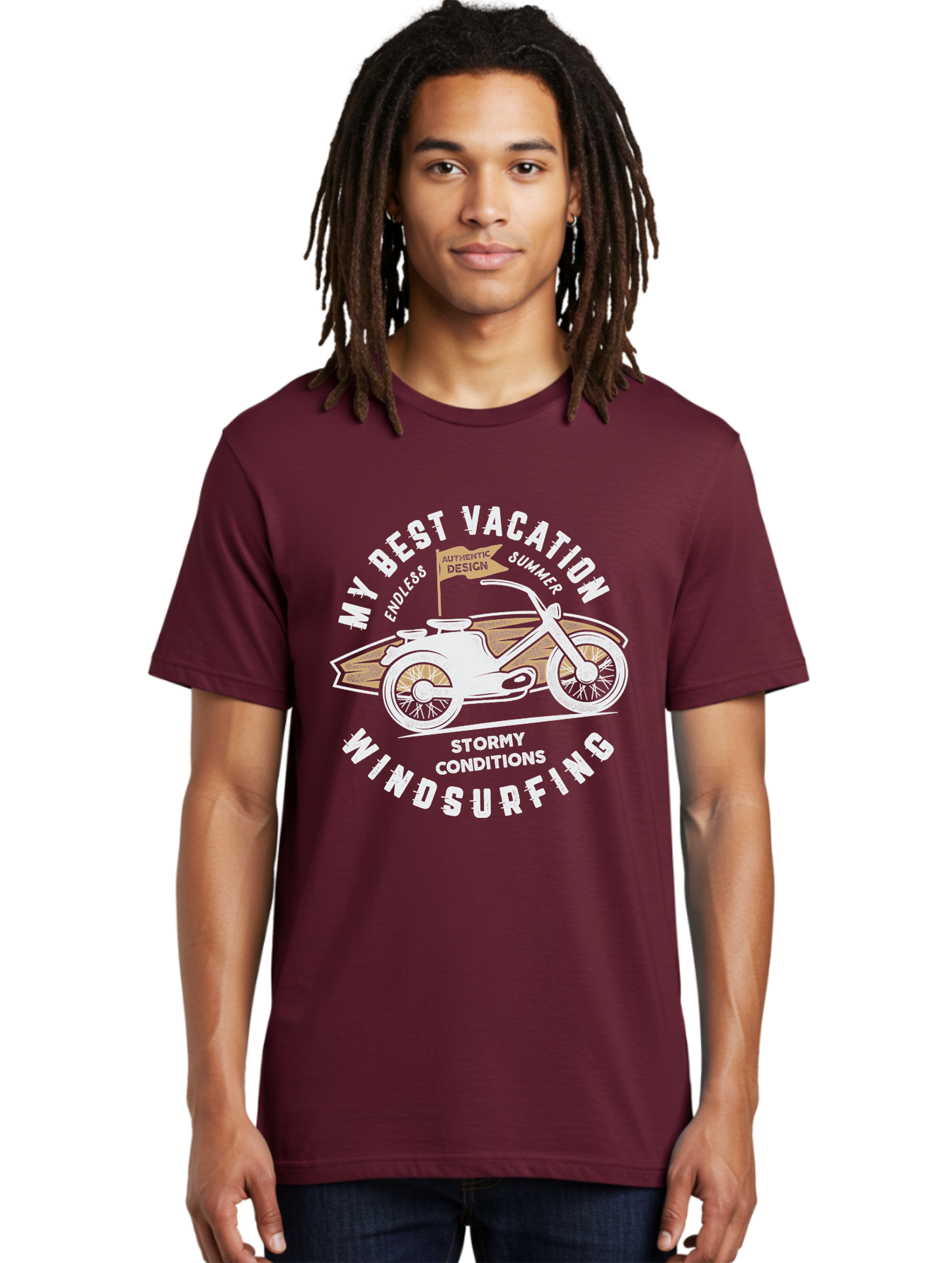 My-Best-Vacation Men'S Graphic Tee, 100% Cotton, Comfortable Casual Summer Wear, Machine Washable, Motorcycle Graphic, Vacation Summer Vibes, Windsurfing Adventures, Stormy Weather, Endless Summer Fun, Authentic Design Elements, Aab945 18