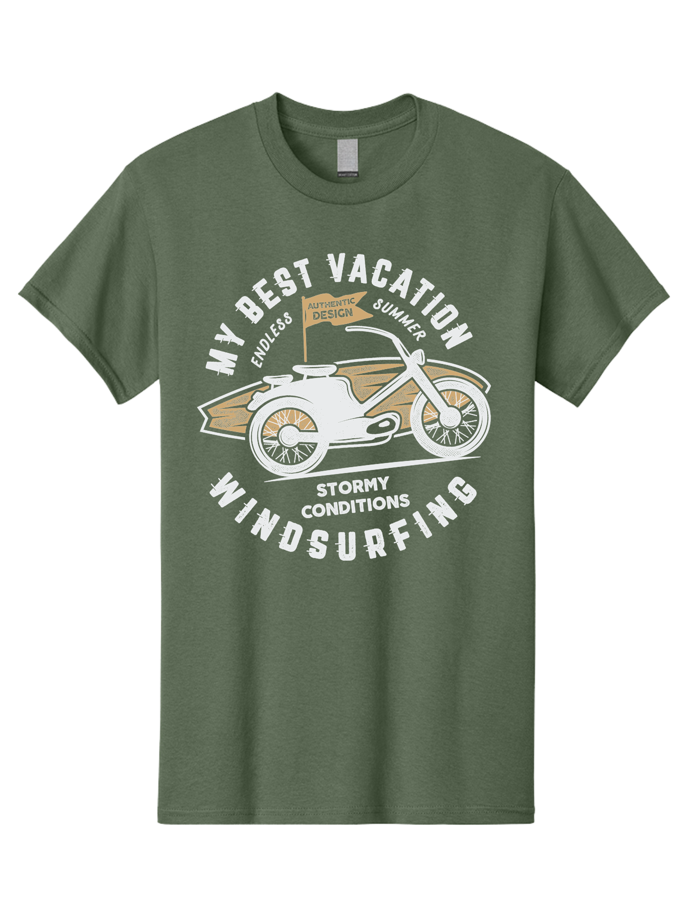 My-Best-Vacation Men'S Graphic Tee, 100% Cotton, Comfortable Casual Summer Wear, Machine Washable, Motorcycle Graphic, Vacation Summer Vibes, Windsurfing Adventures, Stormy Weather, Endless Summer Fun, Authentic Design Elements, Aab945 13
