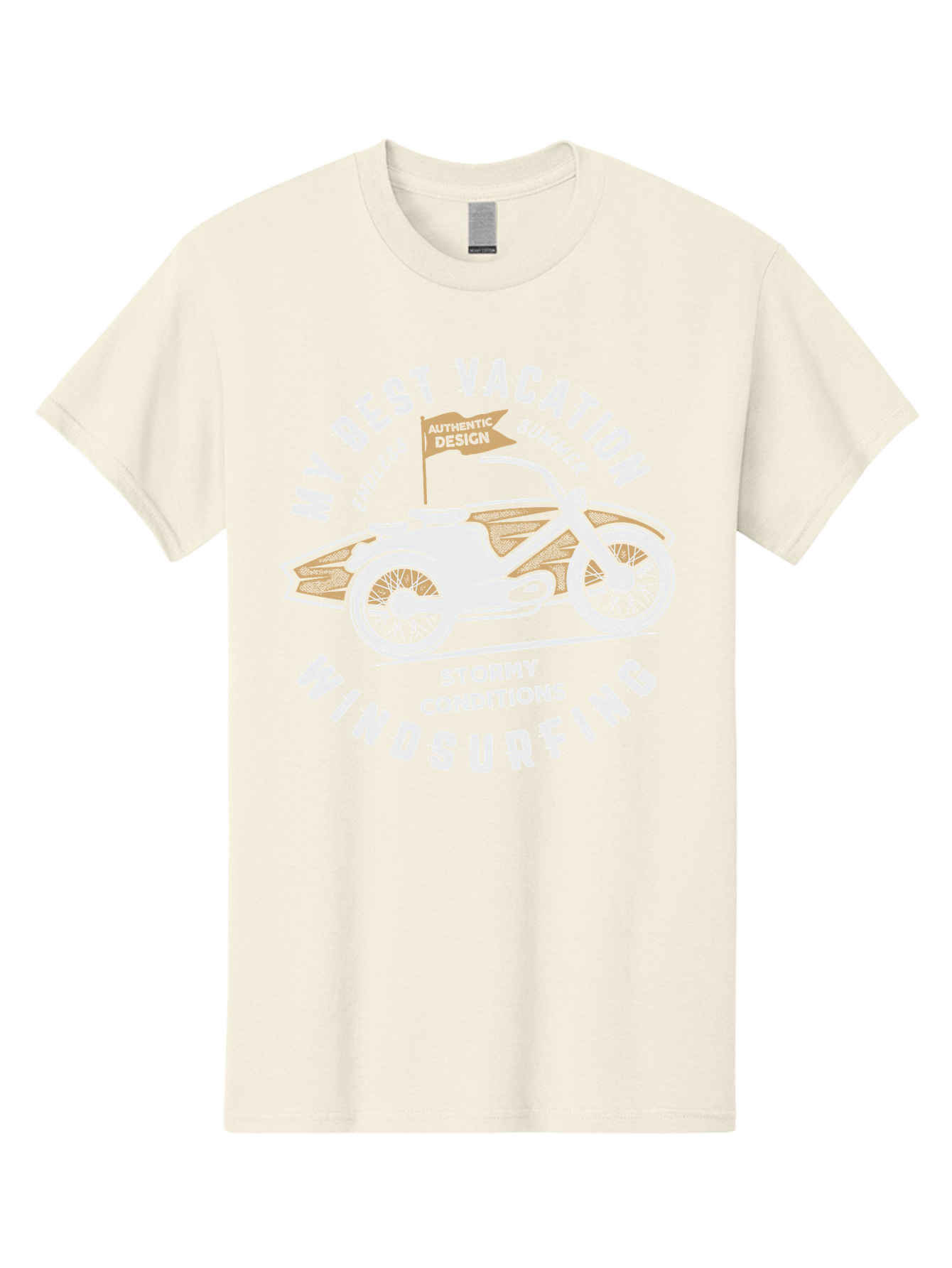 My-Best-Vacation Men'S Graphic Tee, 100% Cotton, Comfortable Casual Summer Wear, Machine Washable, Motorcycle Graphic, Vacation Summer Vibes, Windsurfing Adventures, Stormy Weather, Endless Summer Fun, Authentic Design Elements, Aab945 5