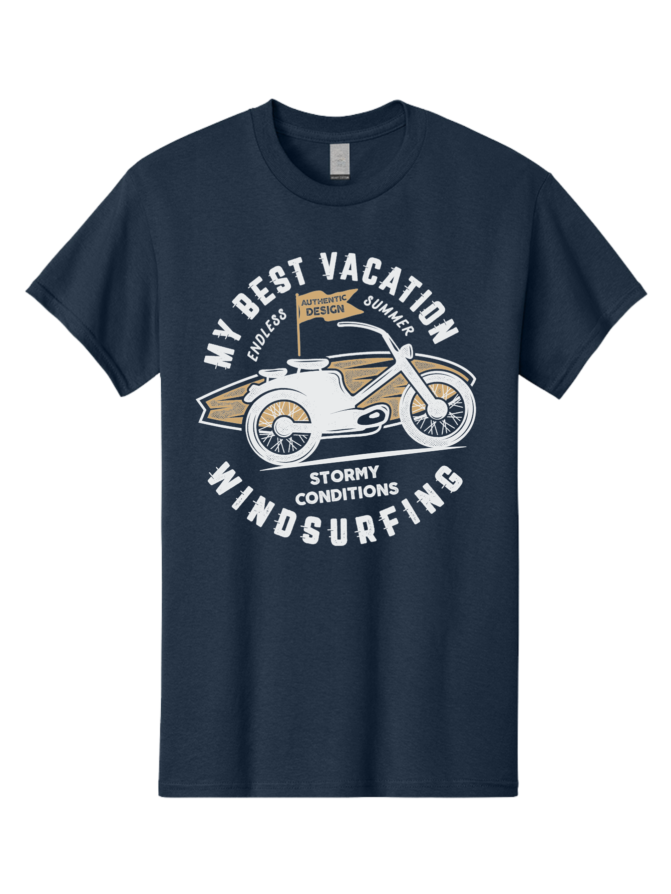 My-Best-Vacation Men'S Graphic Tee, 100% Cotton, Comfortable Casual Summer Wear, Machine Washable, Motorcycle Graphic, Vacation Summer Vibes, Windsurfing Adventures, Stormy Weather, Endless Summer Fun, Authentic Design Elements, Aab945 15