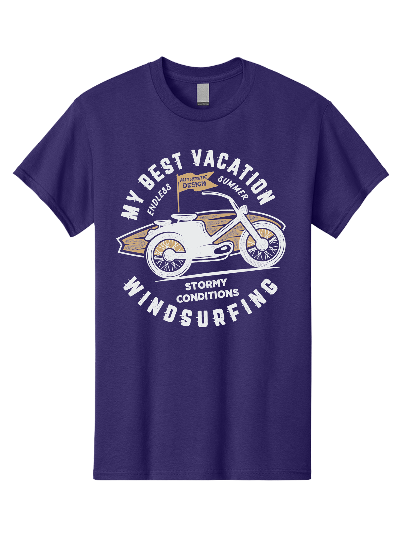 My-Best-Vacation Men'S Graphic Tee, 100% Cotton, Comfortable Casual Summer Wear, Machine Washable, Motorcycle Graphic, Vacation Summer Vibes, Windsurfing Adventures, Stormy Weather, Endless Summer Fun, Authentic Design Elements, Aab945 27