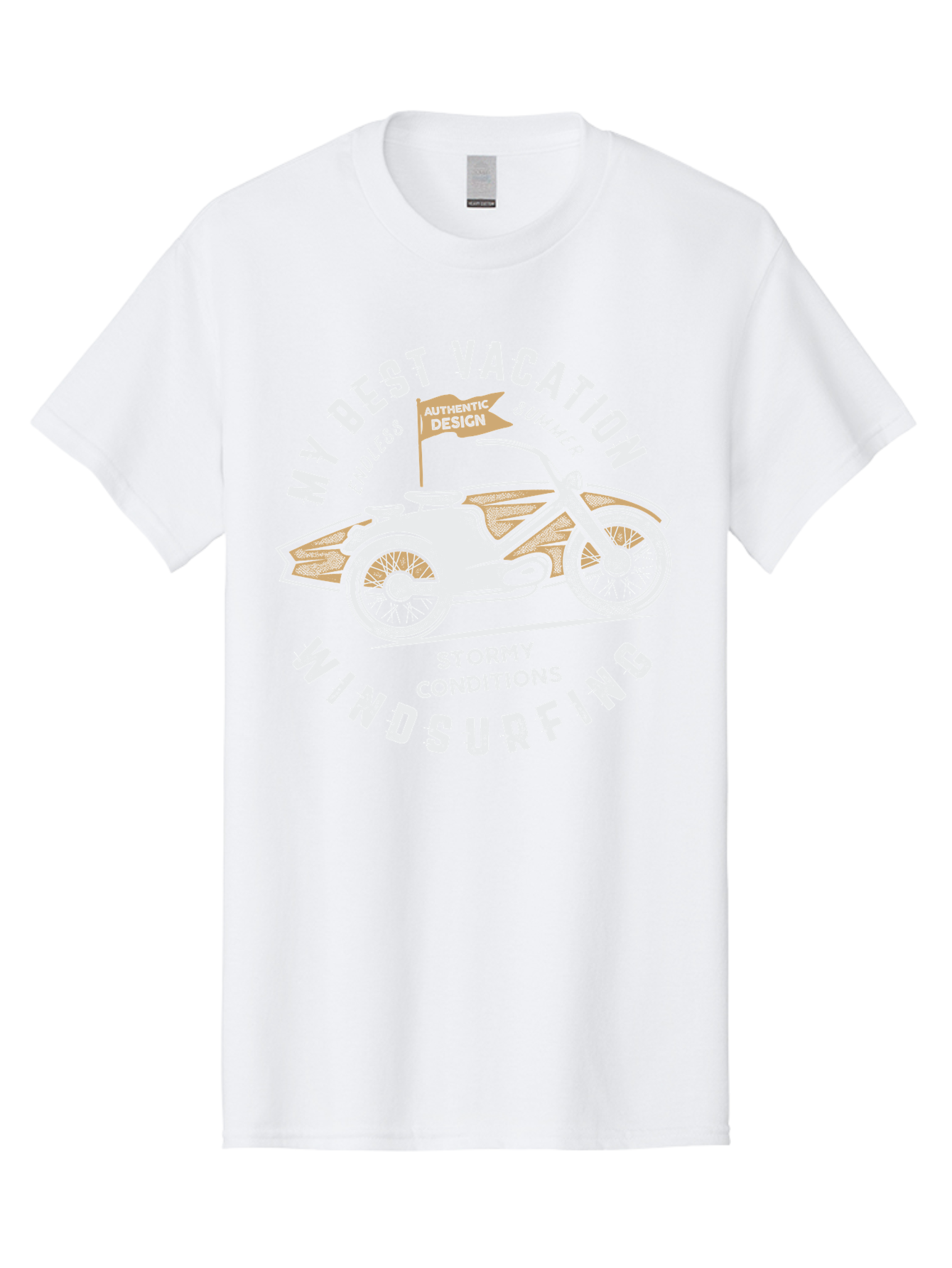 My-Best-Vacation Men'S Graphic Tee, 100% Cotton, Comfortable Casual Summer Wear, Machine Washable, Motorcycle Graphic, Vacation Summer Vibes, Windsurfing Adventures, Stormy Weather, Endless Summer Fun, Authentic Design Elements, Aab945 25