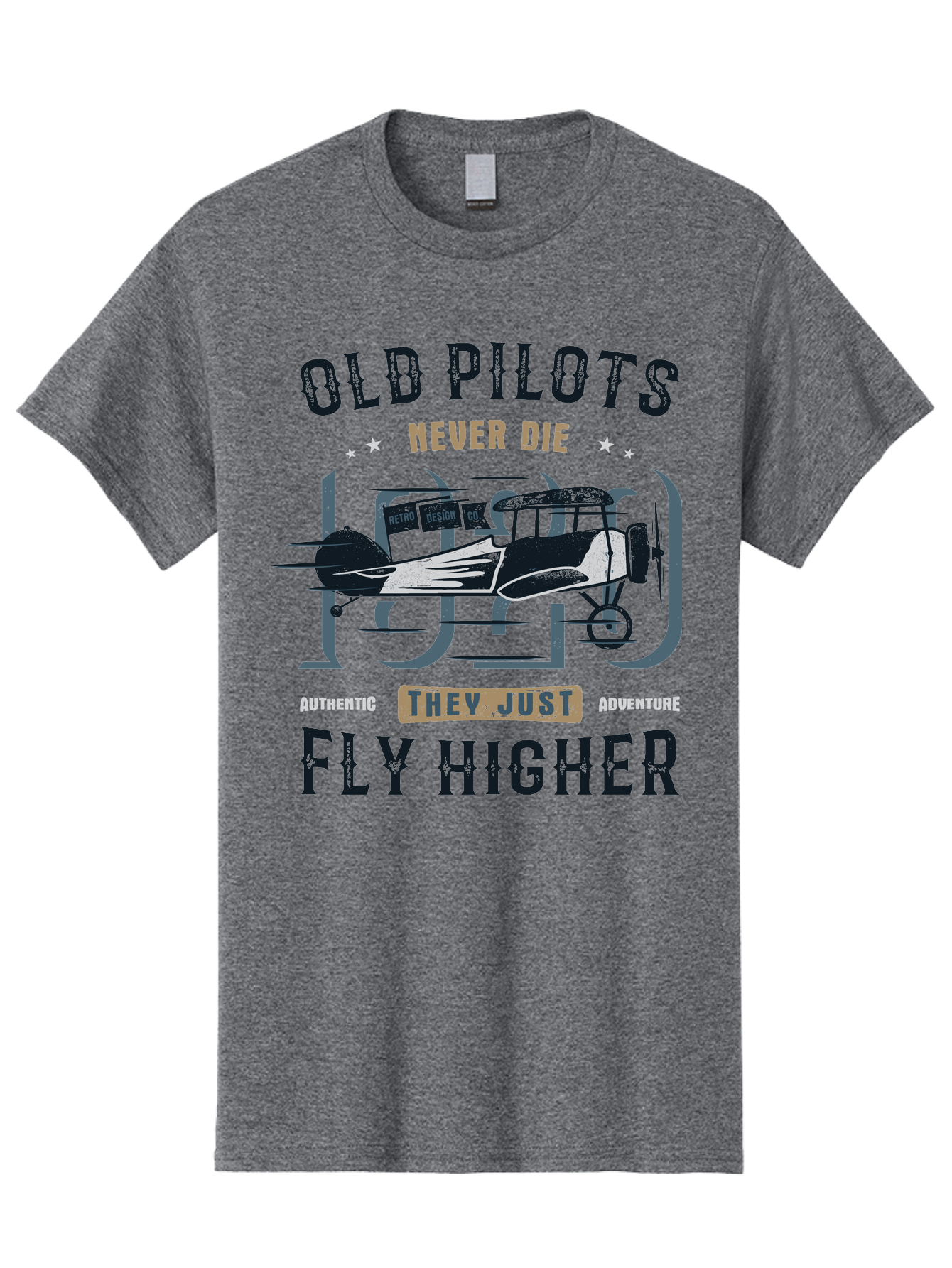 Old-Pilots-Fly-Higher Men'S Graphic Tee, 100% Cotton, Comfortable Casual Summer Wear, Machine Washable, Vintage Airplane, Old Pilots, Never Die, Fly Higher, Adventure, Authentic, They Just Adventure, Retro Aviation Aab949 5