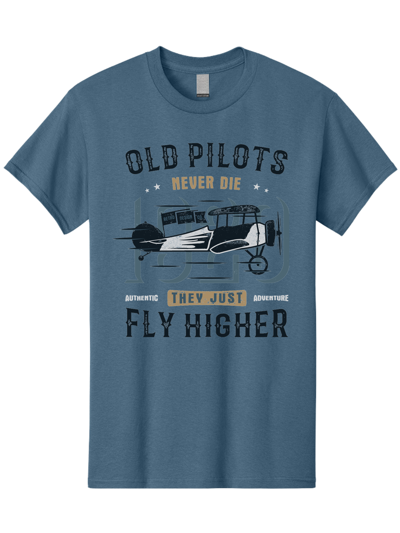 Old-Pilots-Fly-Higher Men'S Graphic Tee, 100% Cotton, Comfortable Casual Summer Wear, Machine Washable, Vintage Airplane, Old Pilots, Never Die, Fly Higher, Adventure, Authentic, They Just Adventure, Retro Aviation Aab949 13