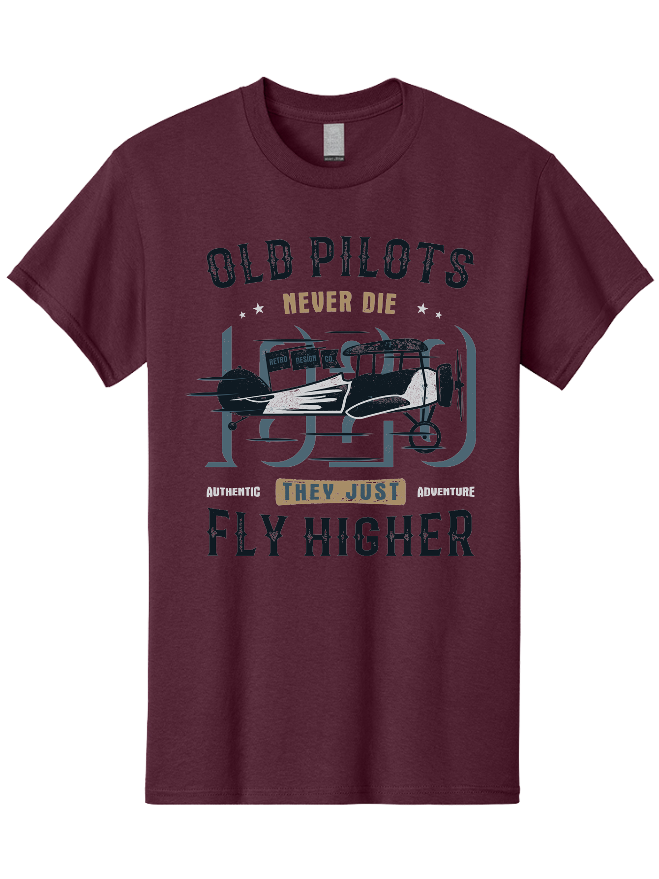 Old-Pilots-Fly-Higher Men'S Graphic Tee, 100% Cotton, Comfortable Casual Summer Wear, Machine Washable, Vintage Airplane, Old Pilots, Never Die, Fly Higher, Adventure, Authentic, They Just Adventure, Retro Aviation Aab949 19