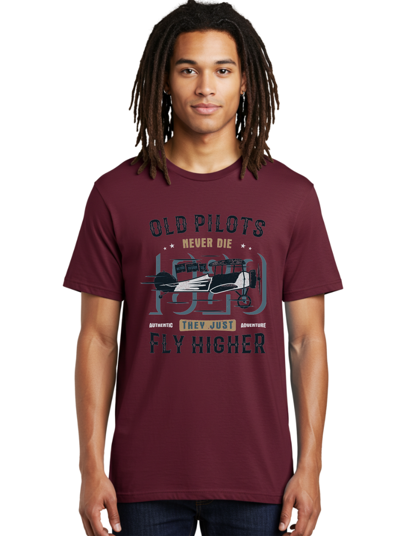 Old-Pilots-Fly-Higher Men'S Graphic Tee, 100% Cotton, Comfortable Casual Summer Wear, Machine Washable, Vintage Airplane, Old Pilots, Never Die, Fly Higher, Adventure, Authentic, They Just Adventure, Retro Aviation Aab949 20