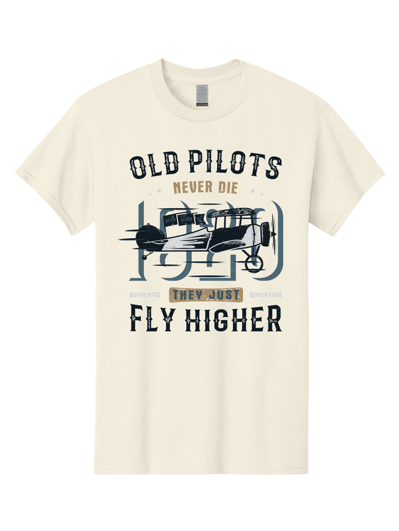Old-Pilots-Fly-Higher Men'S Graphic Tee, 100% Cotton, Comfortable Casual Summer Wear, Machine Washable, Vintage Airplane, Old Pilots, Never Die, Fly Higher, Adventure, Authentic, They Just Adventure, Retro Aviation Aab949 11