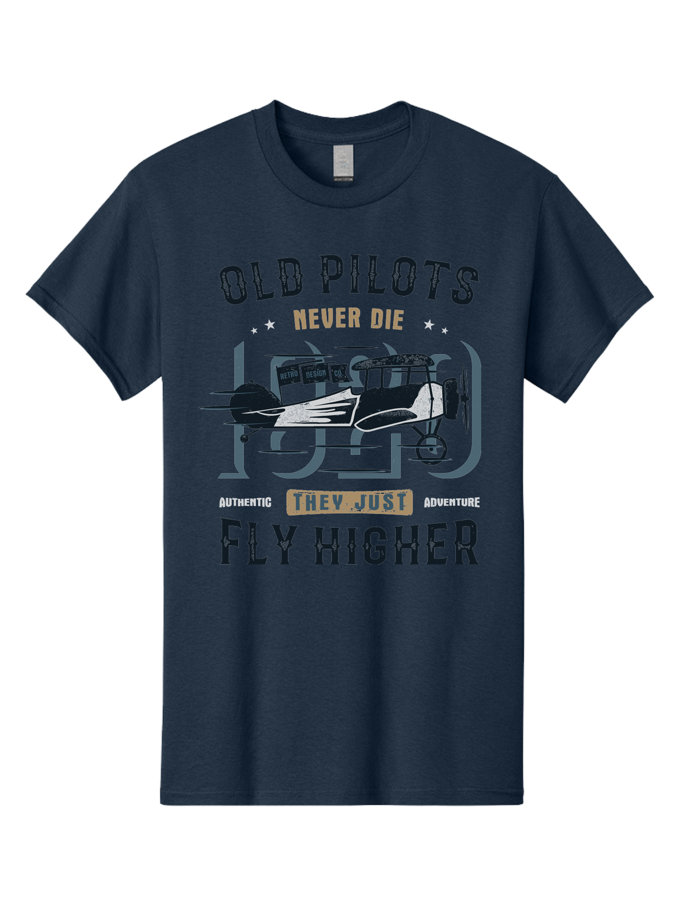 Old-Pilots-Fly-Higher Men'S Graphic Tee, 100% Cotton, Comfortable Casual Summer Wear, Machine Washable, Vintage Airplane, Old Pilots, Never Die, Fly Higher, Adventure, Authentic, They Just Adventure, Retro Aviation Aab949 15