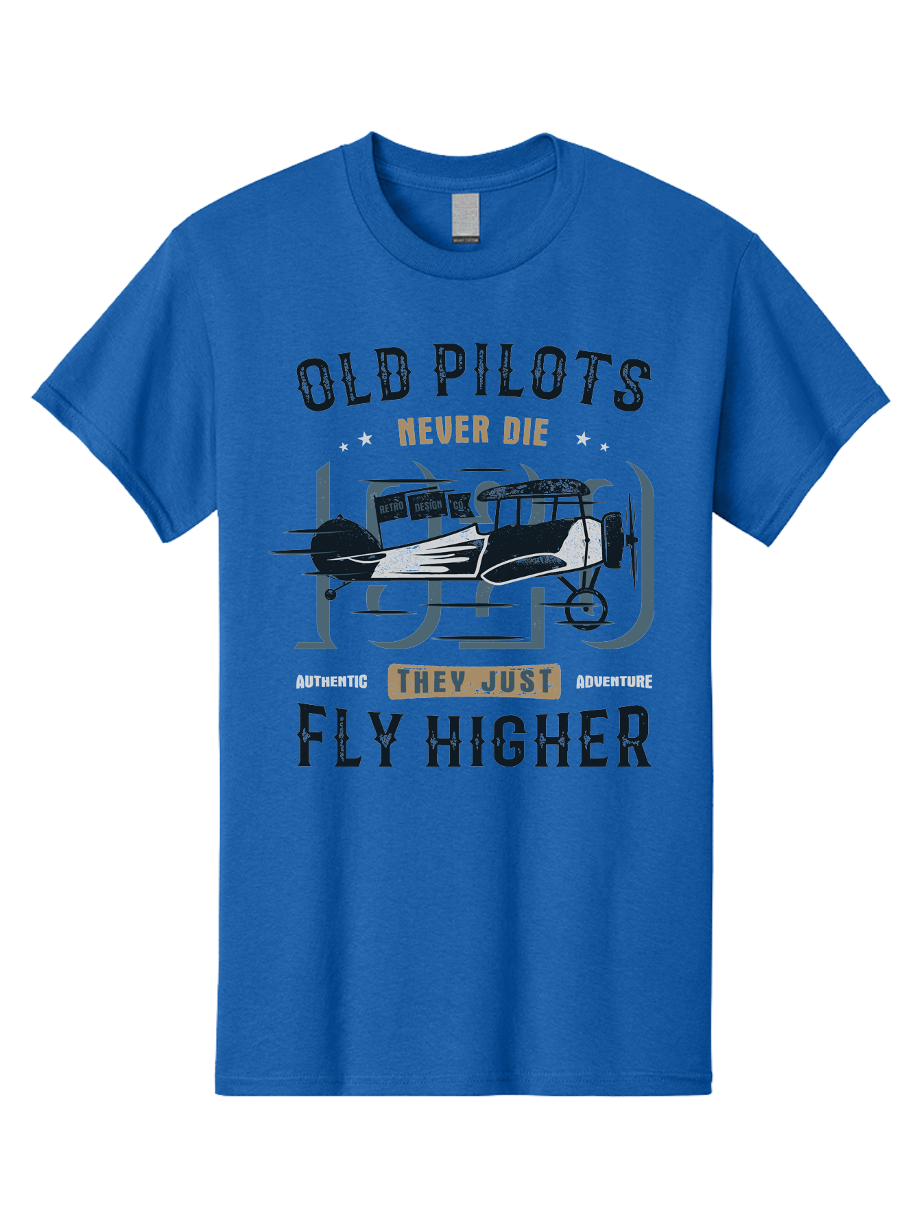 Old-Pilots-Fly-Higher Men'S Graphic Tee, 100% Cotton, Comfortable Casual Summer Wear, Machine Washable, Vintage Airplane, Old Pilots, Never Die, Fly Higher, Adventure, Authentic, They Just Adventure, Retro Aviation Aab949 21