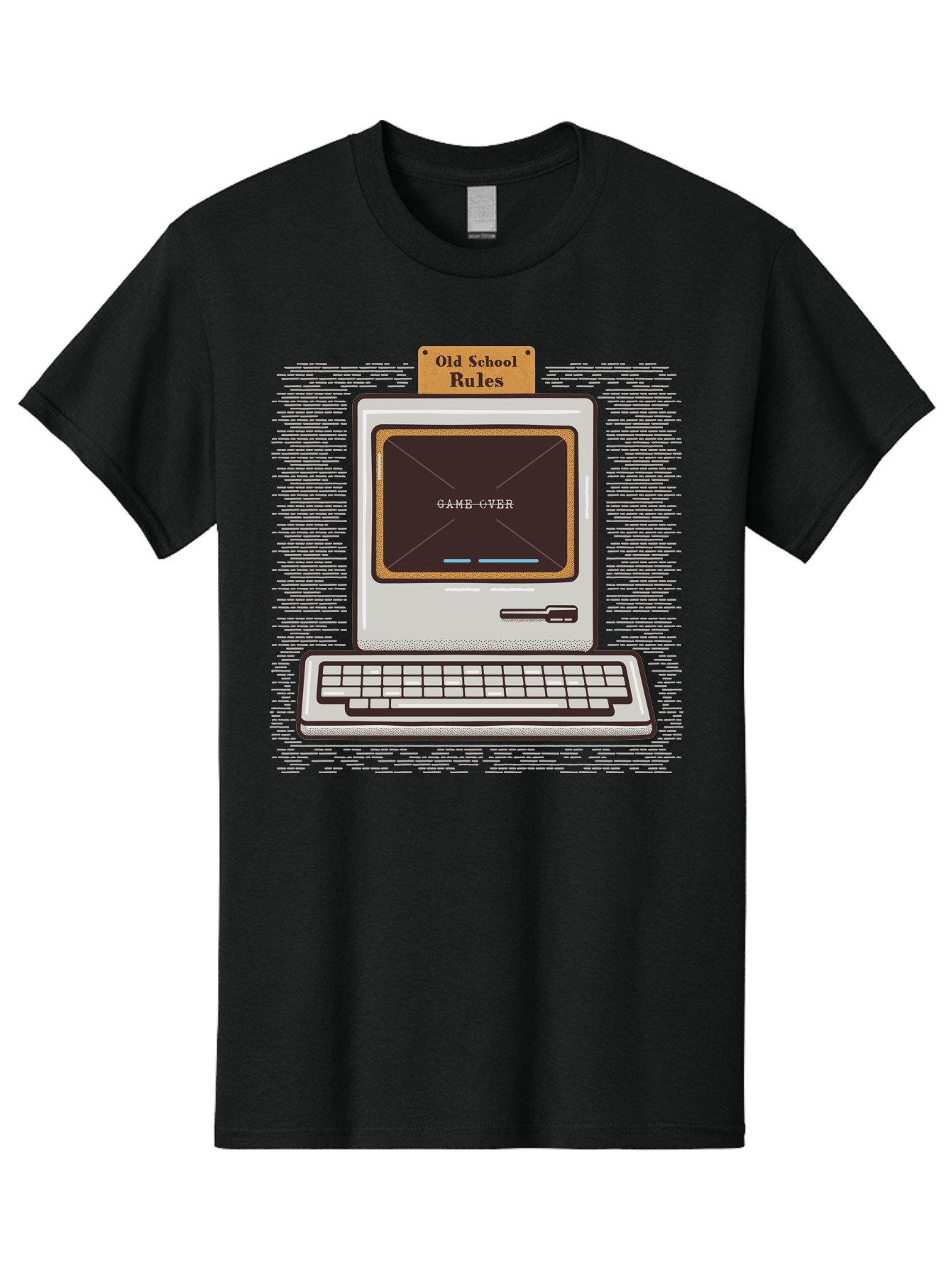 Old-School-Rules Men'S Graphic Tee, 100% Cotton, Comfortable Casual Summer Wear, Machine Washable, Retro Computer, Old School Gaming, Classic Video Games, Game Over Screen, Nostalgic Tech, Vintage Computer Graphics, Pixel Art, Aab950 13