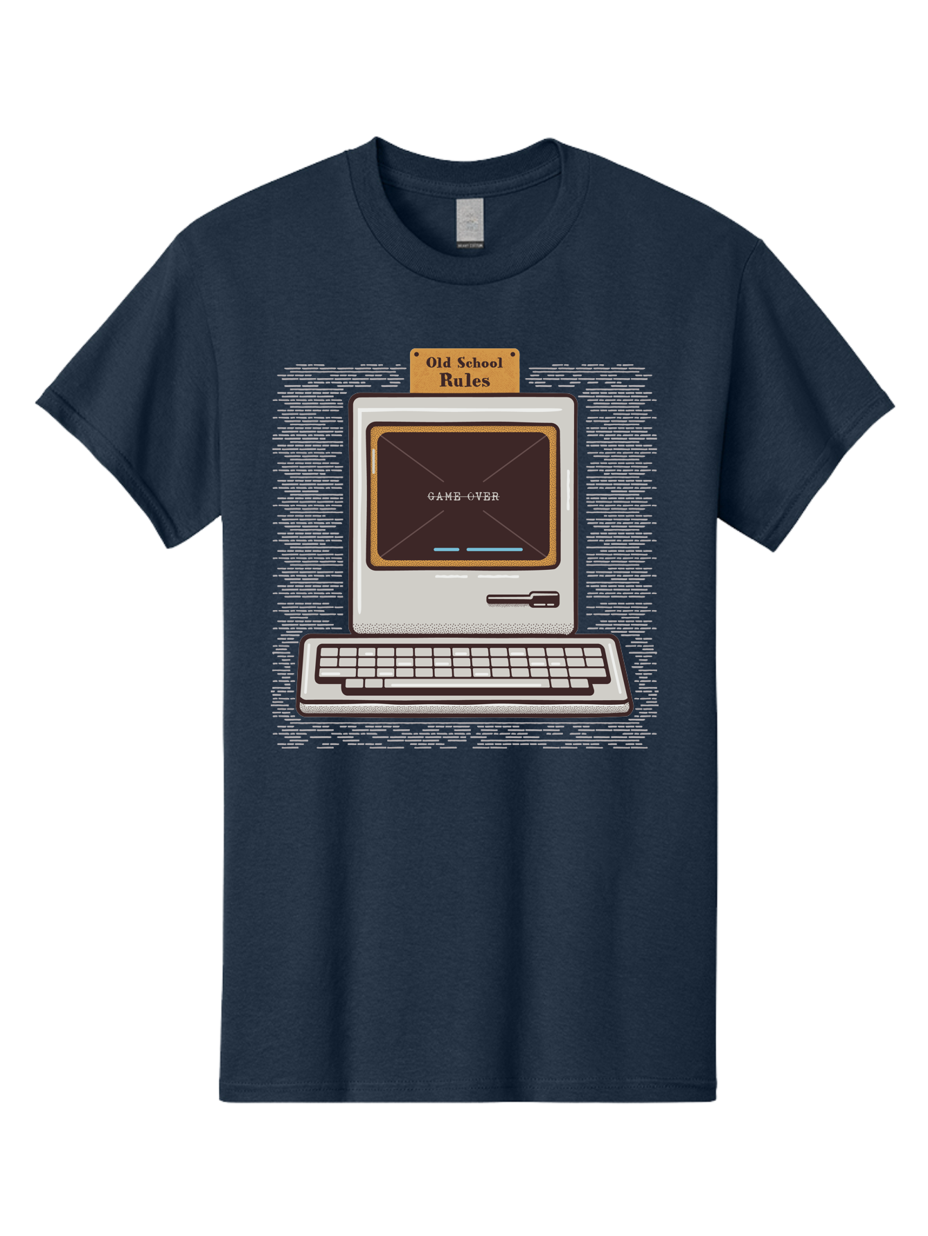 Old-School-Rules Men'S Graphic Tee, 100% Cotton, Comfortable Casual Summer Wear, Machine Washable, Retro Computer, Old School Gaming, Classic Video Games, Game Over Screen, Nostalgic Tech, Vintage Computer Graphics, Pixel Art, Aab950 29