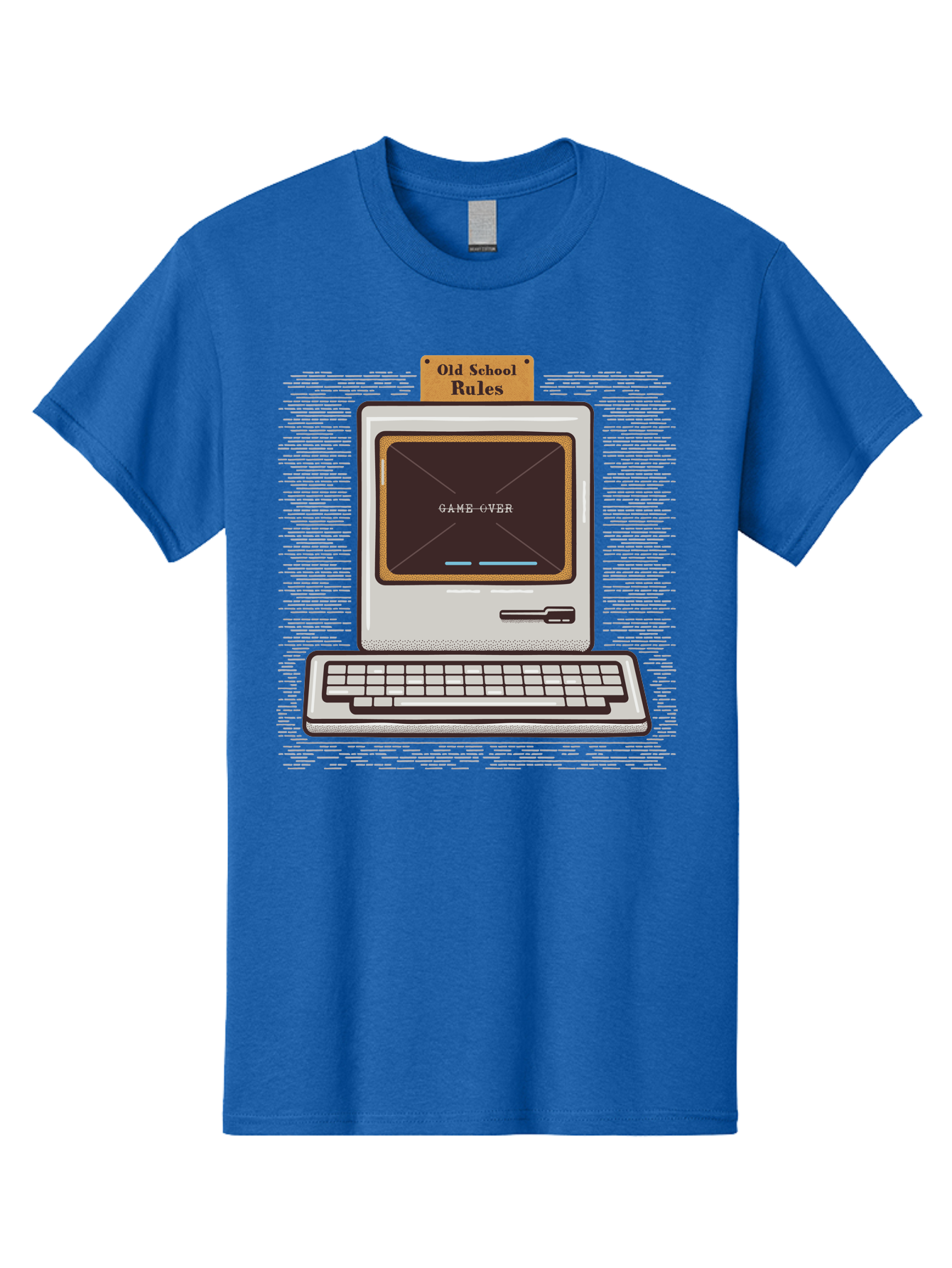 Old-School-Rules Men'S Graphic Tee, 100% Cotton, Comfortable Casual Summer Wear, Machine Washable, Retro Computer, Old School Gaming, Classic Video Games, Game Over Screen, Nostalgic Tech, Vintage Computer Graphics, Pixel Art, Aab950 17