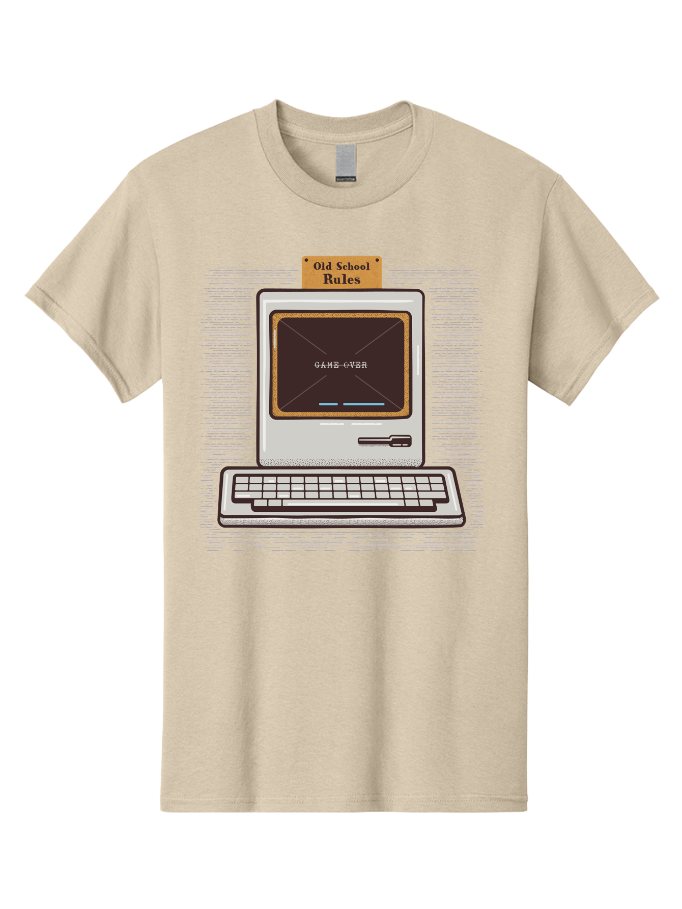 Old-School-Rules Men'S Graphic Tee, 100% Cotton, Comfortable Casual Summer Wear, Machine Washable, Retro Computer, Old School Gaming, Classic Video Games, Game Over Screen, Nostalgic Tech, Vintage Computer Graphics, Pixel Art, Aab950 19